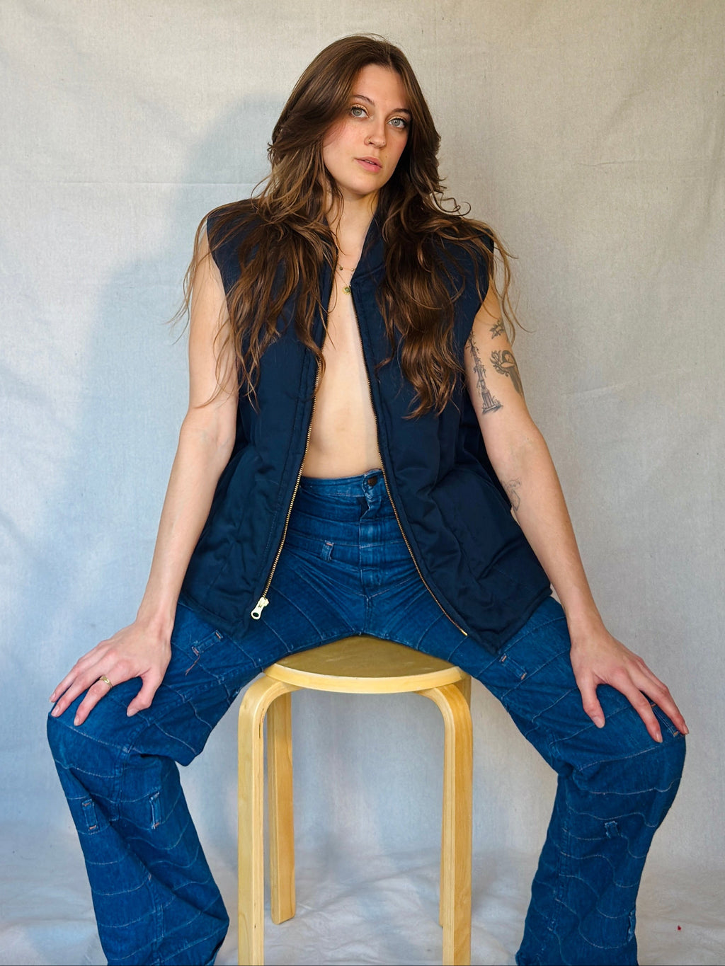 Navy Quilted Workwear Vest (Modern)