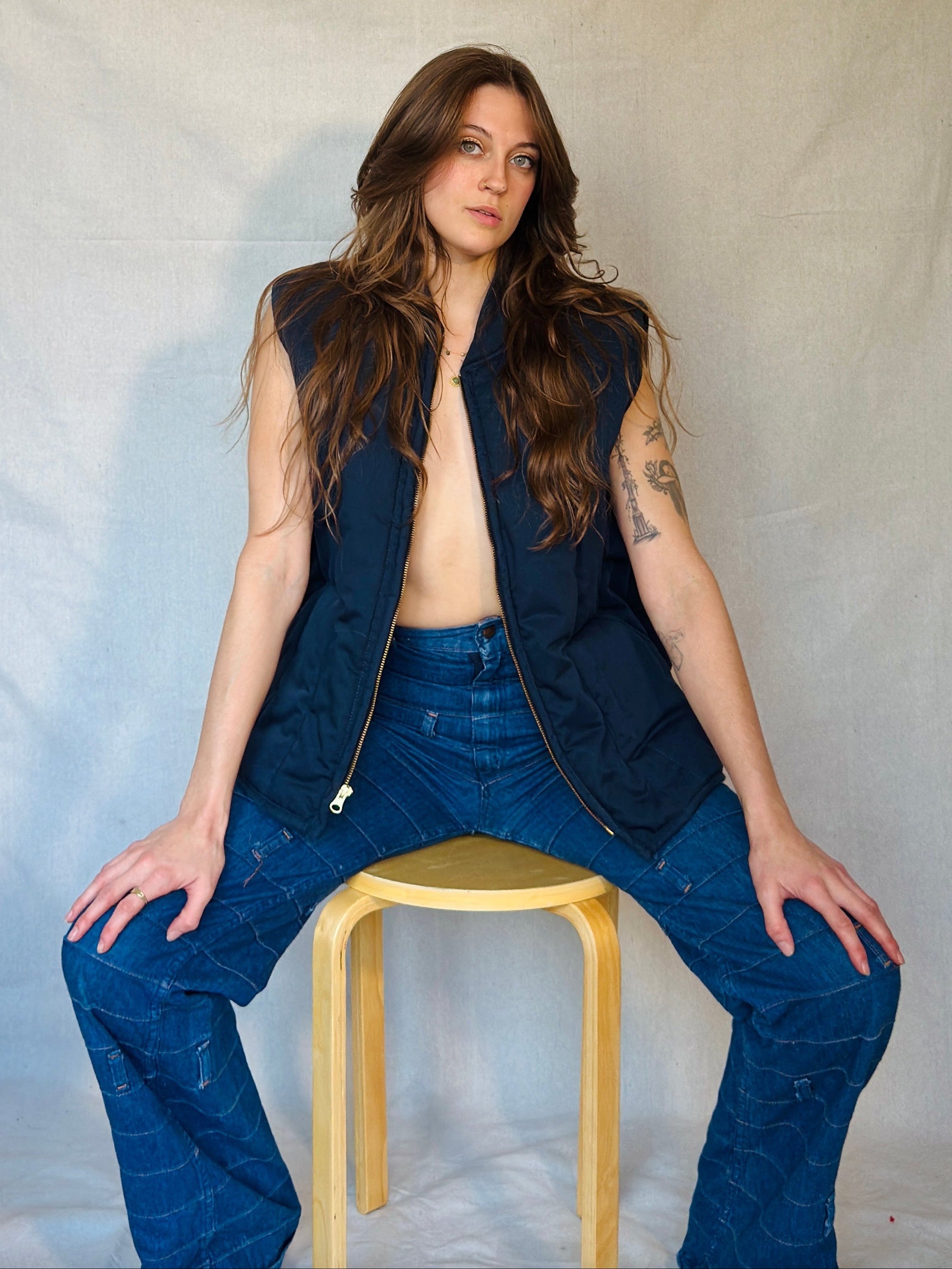 Navy Quilted Workwear Vest (Modern)