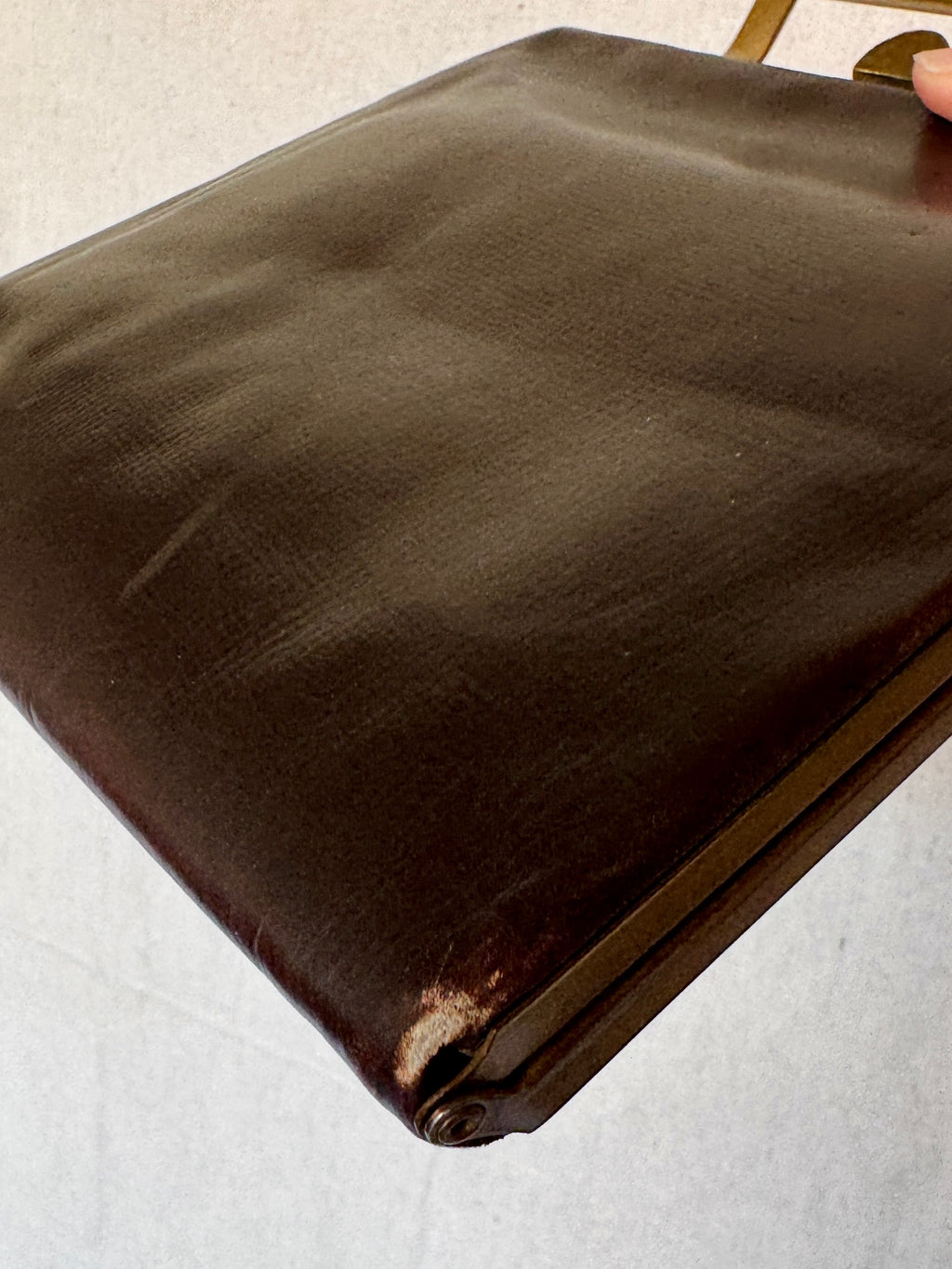 Vintage Brown Leather Square Handbag