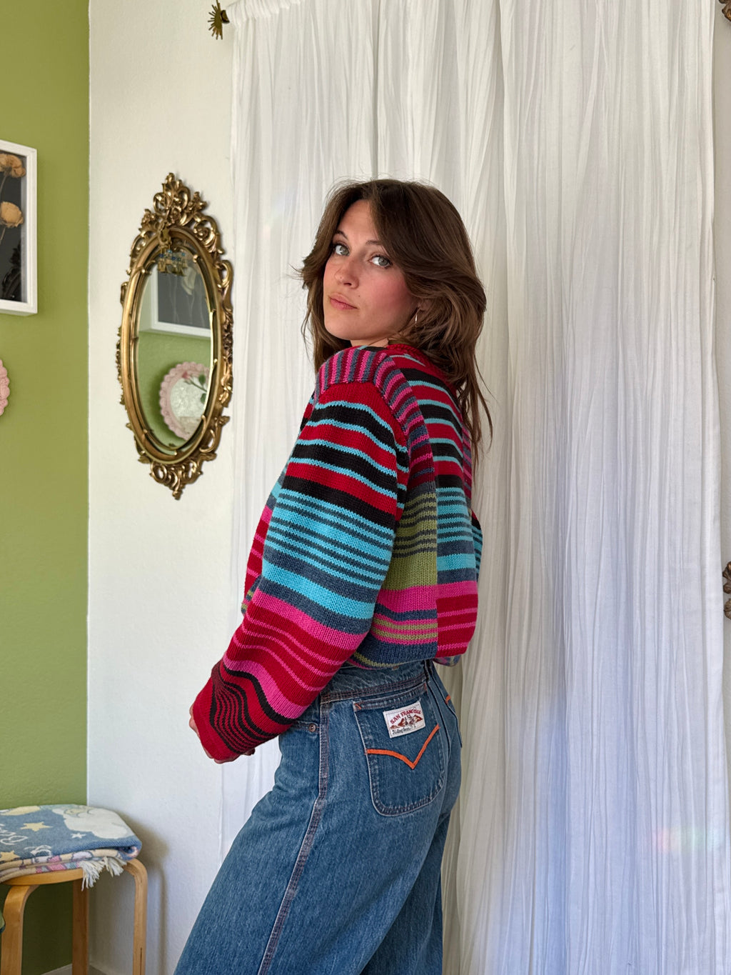 Y2K Liz Claiborne Striped Color Block Sweater