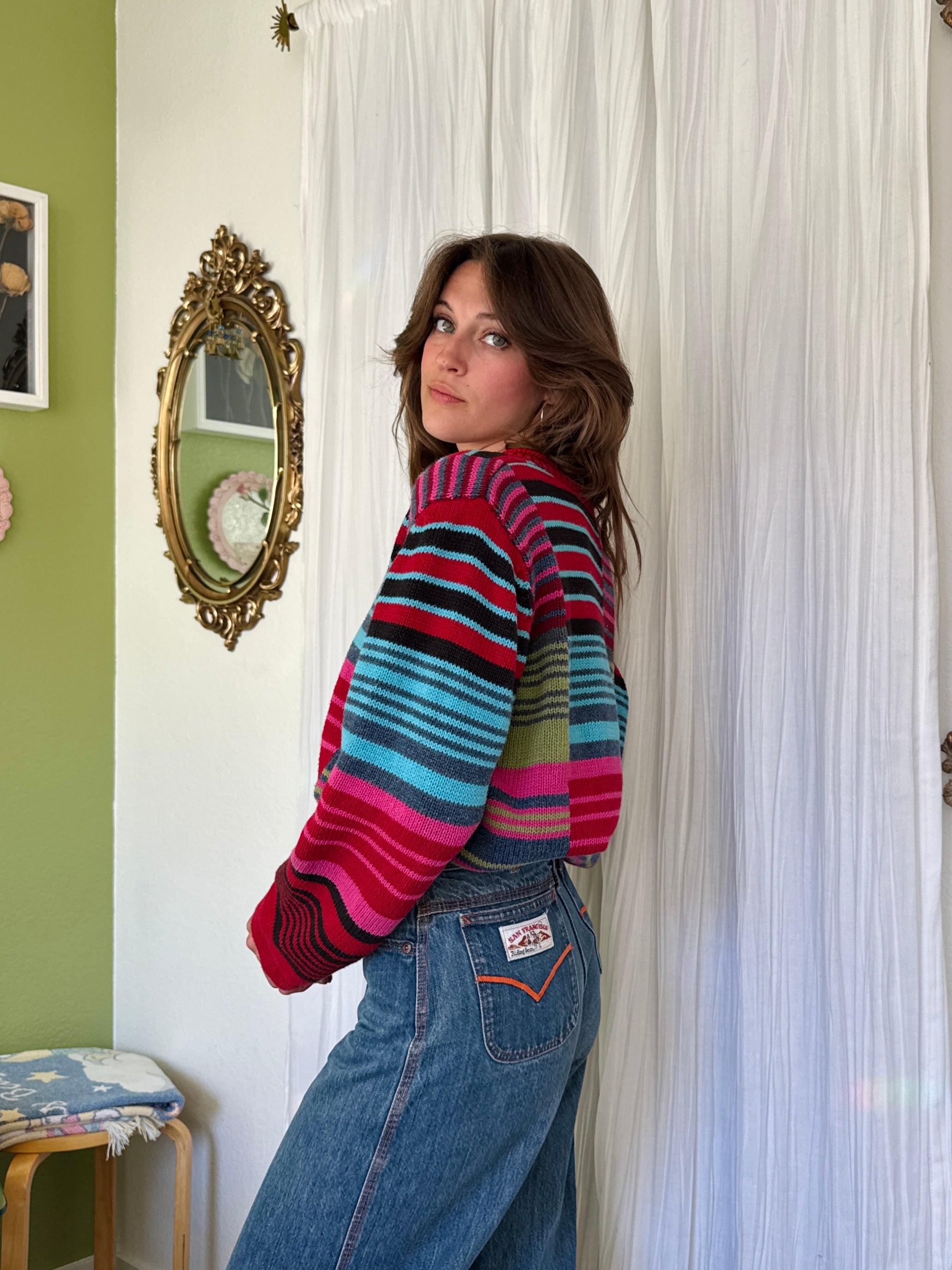 Y2K Liz Claiborne Striped Color Block Sweater