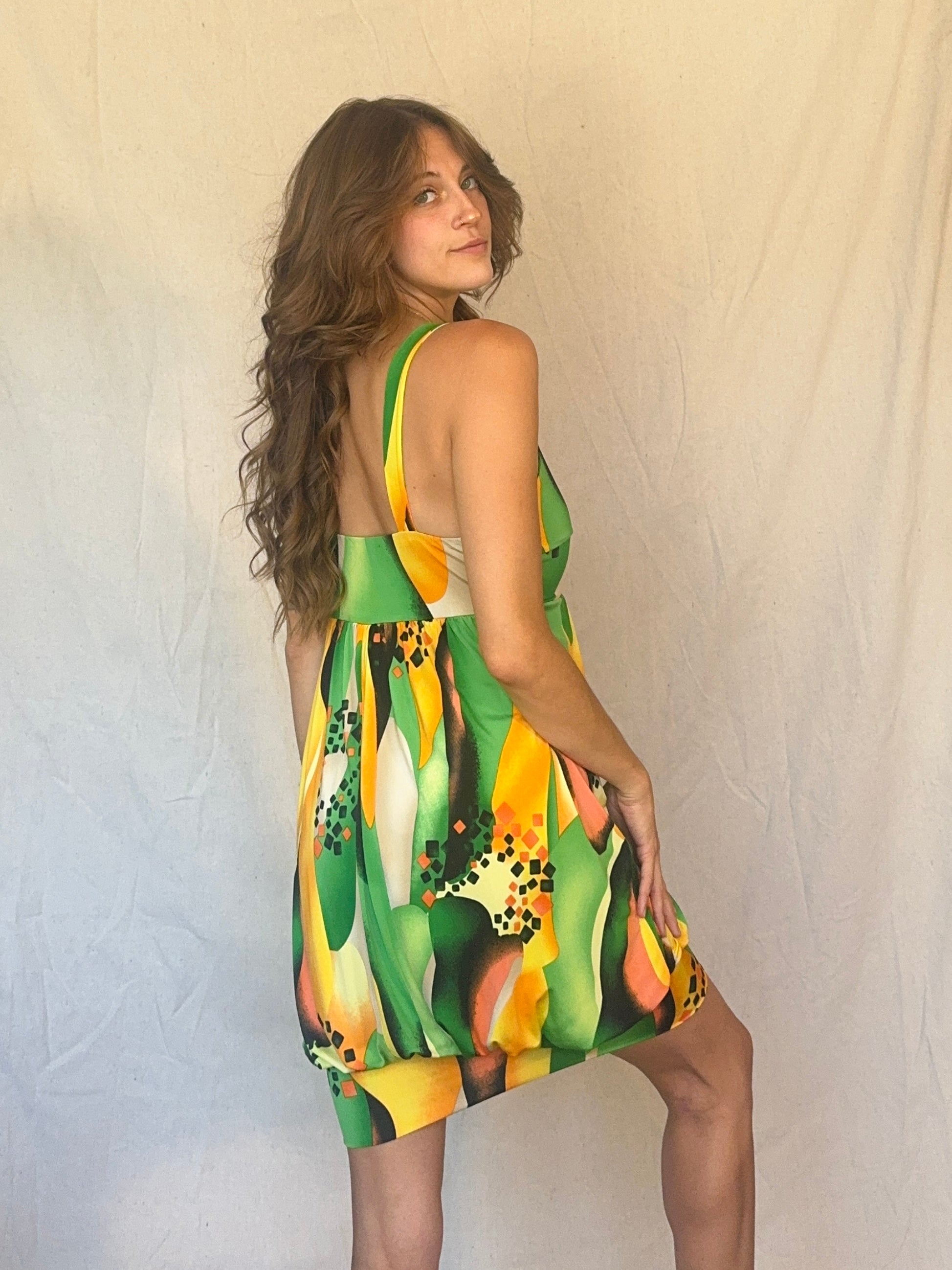 Y2K Green Mini Bubble Club Dress
