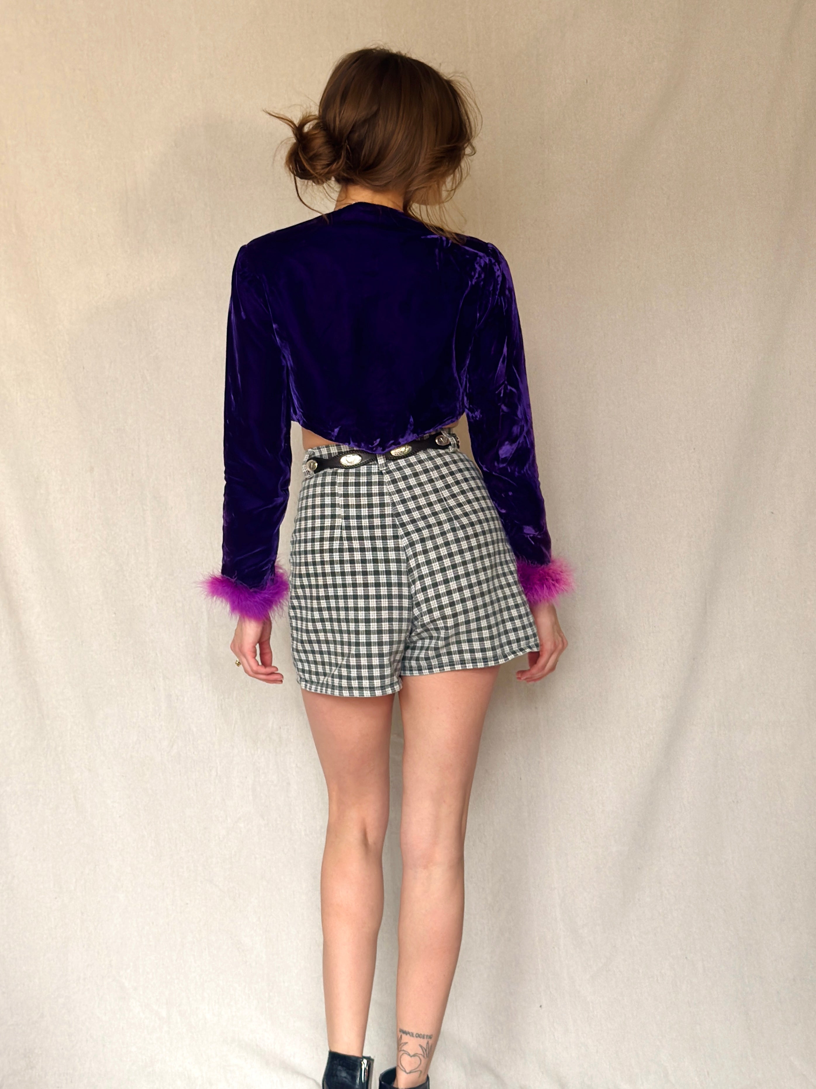 70s Purple Velvet Boa Jacket