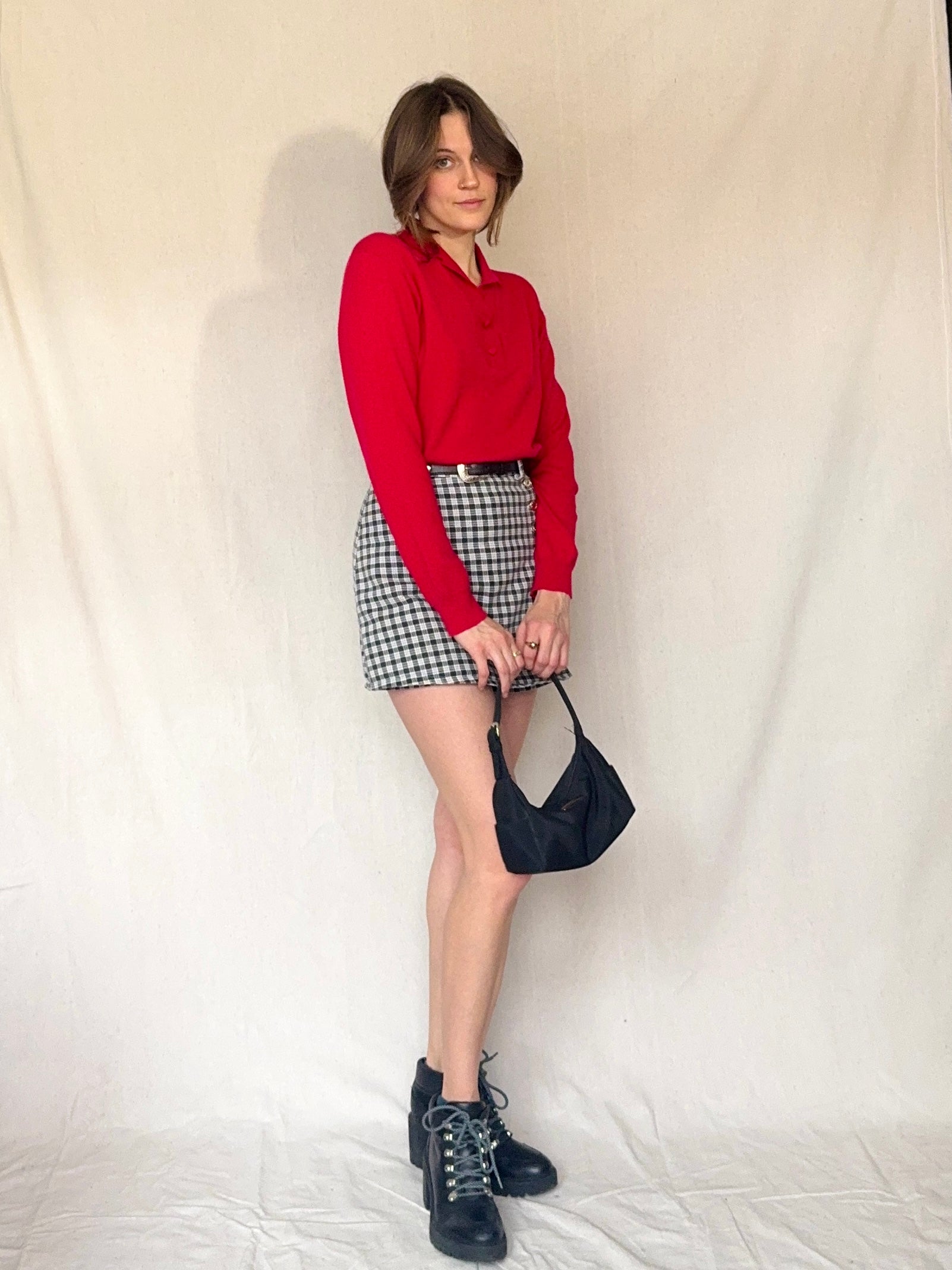 60s Red Cashmere Collared Sweater