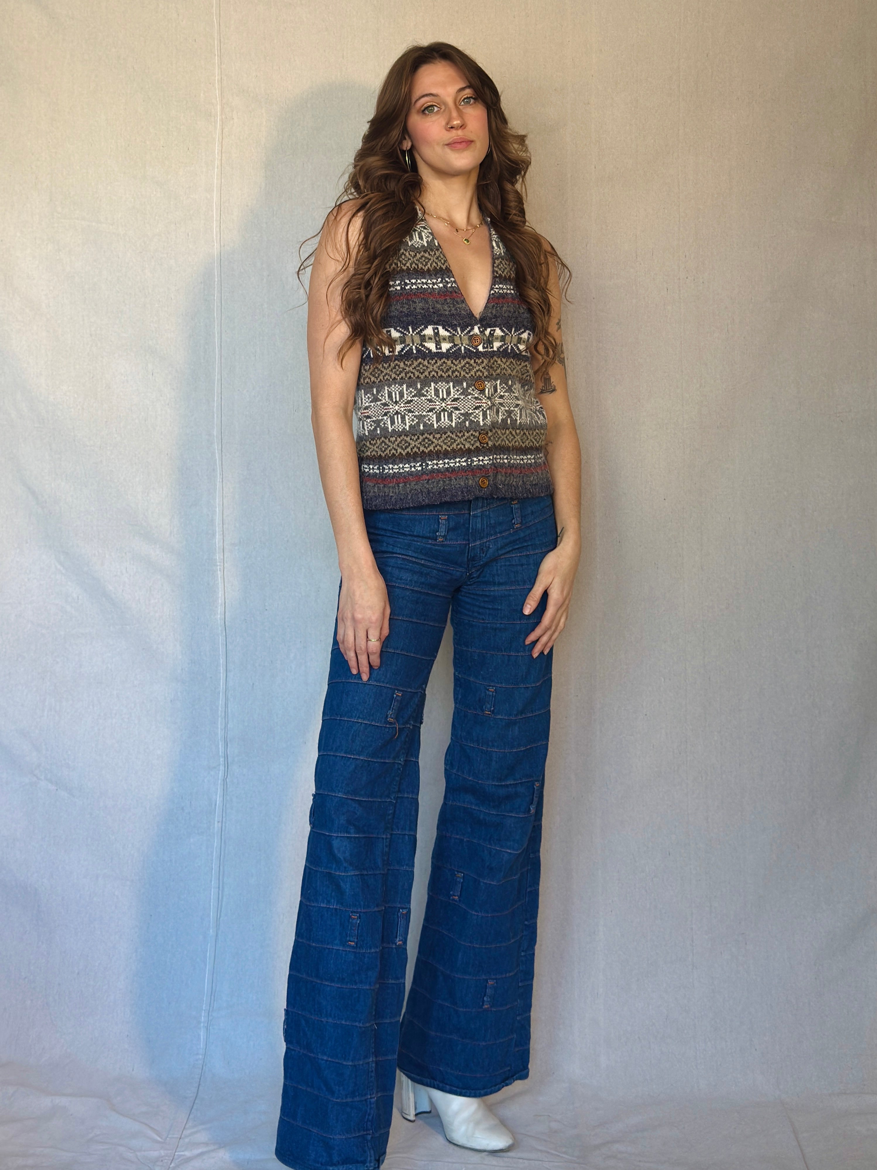 80s Fuzzy Button Up Sweater Vest