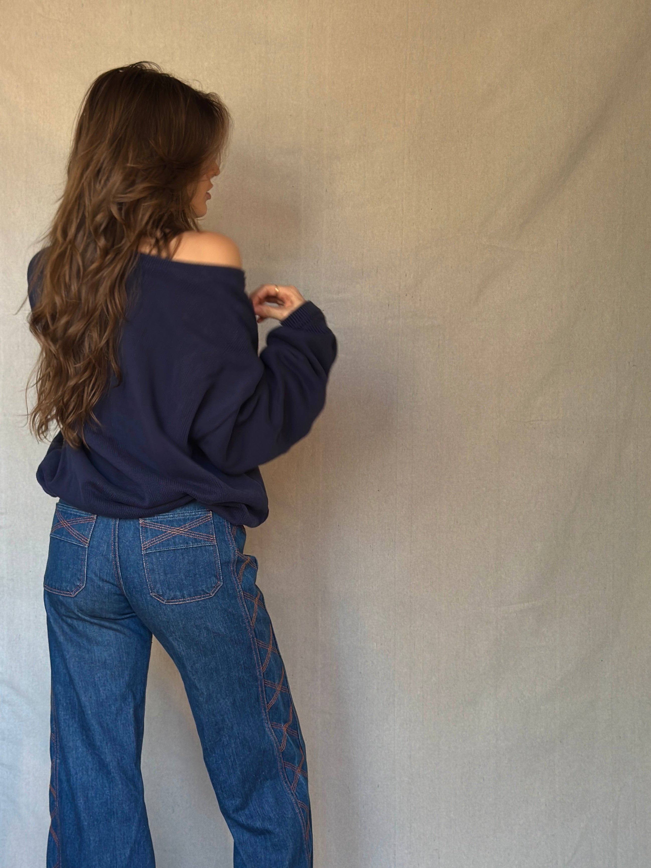 90s Navy Blue Cotton Sweater