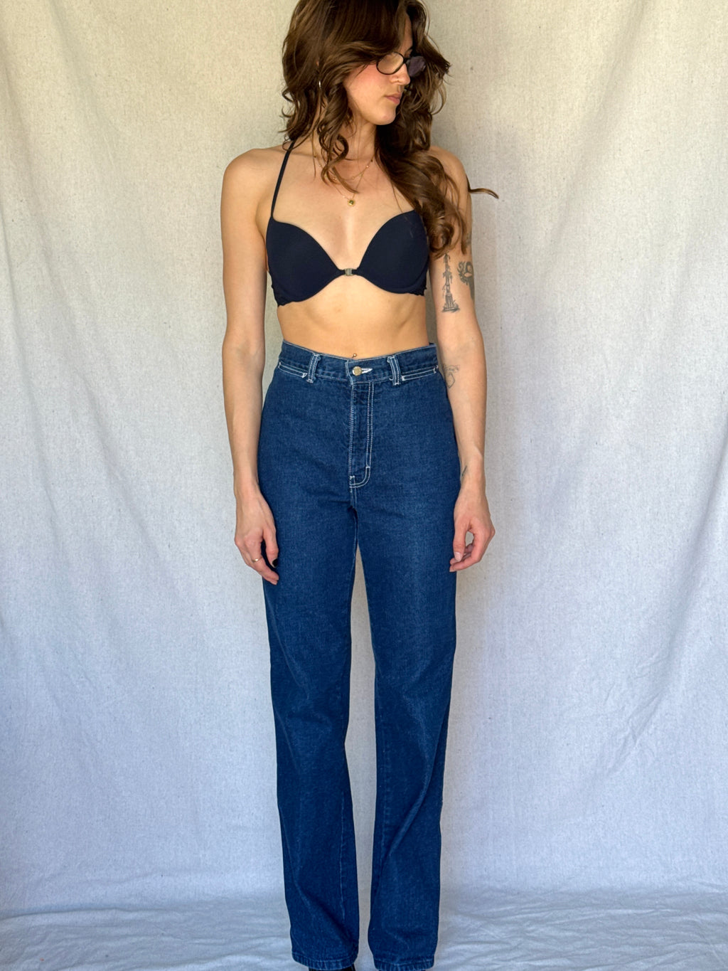 80s Dark Wash High Waisted Brittania Jeans