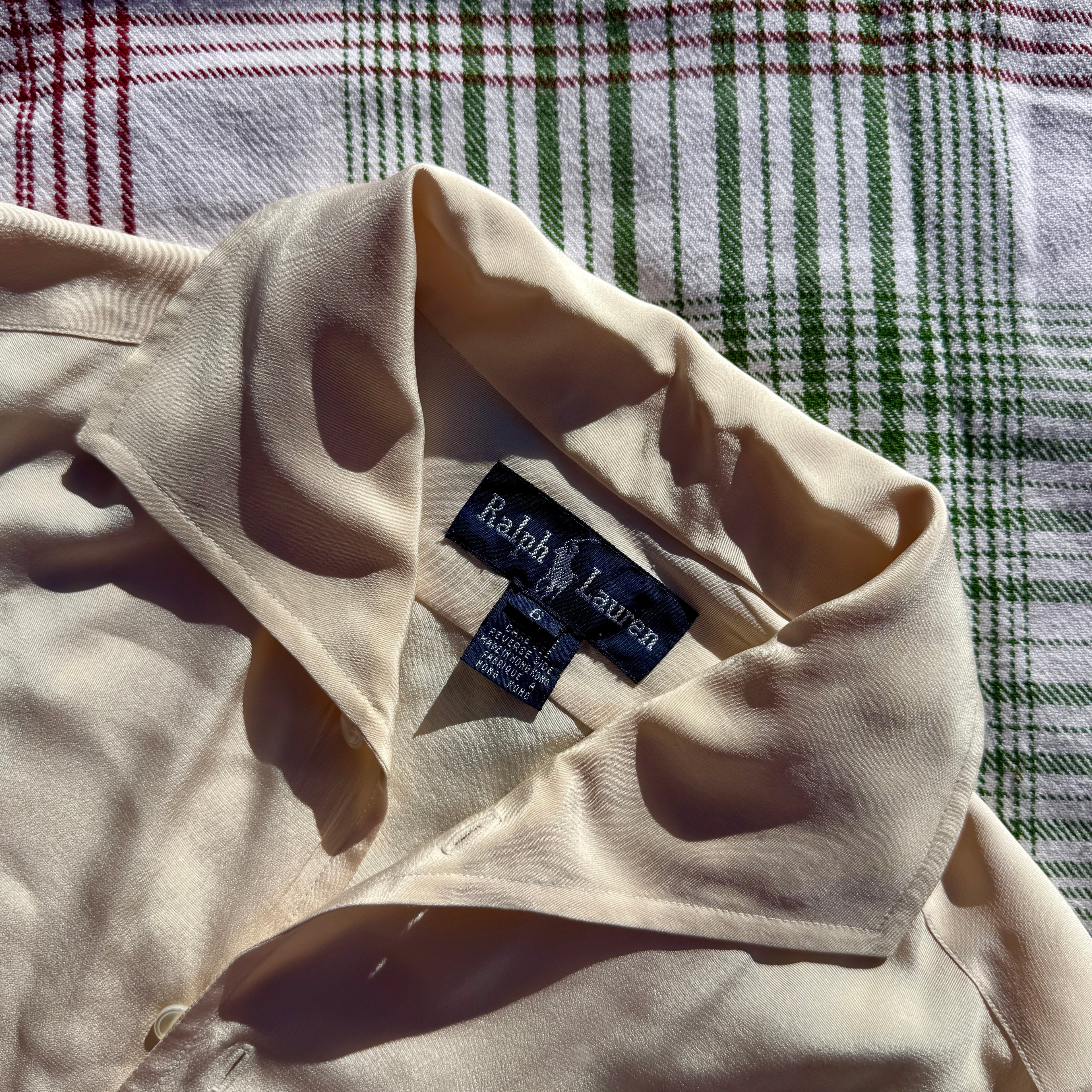90s Ralph Lauren Cream Silk Blouse