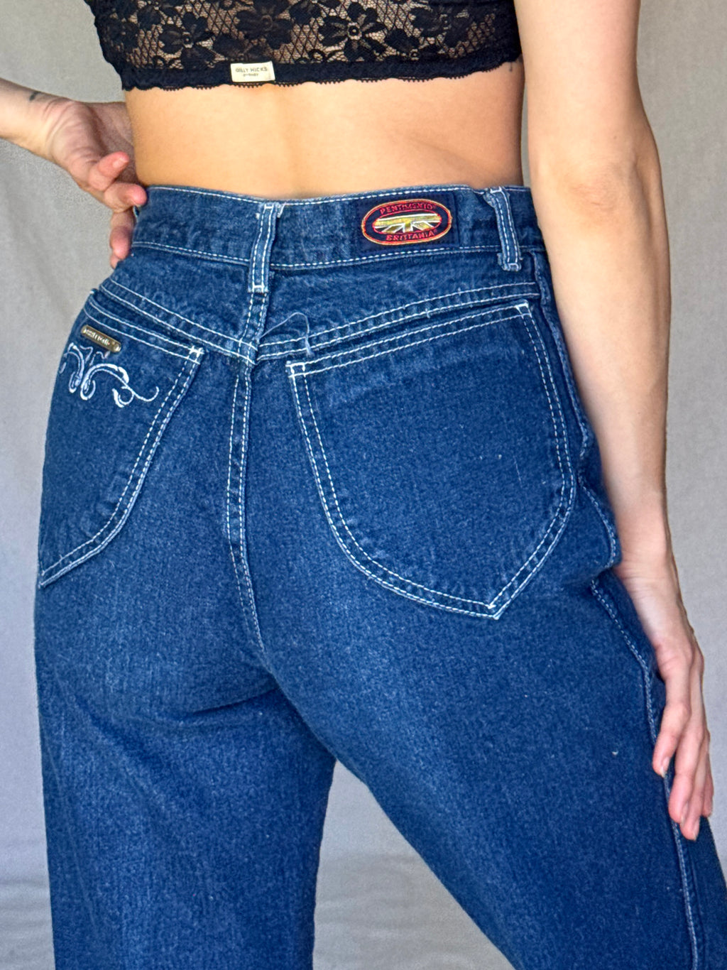 80s Dark Wash High Waisted Brittania Jeans
