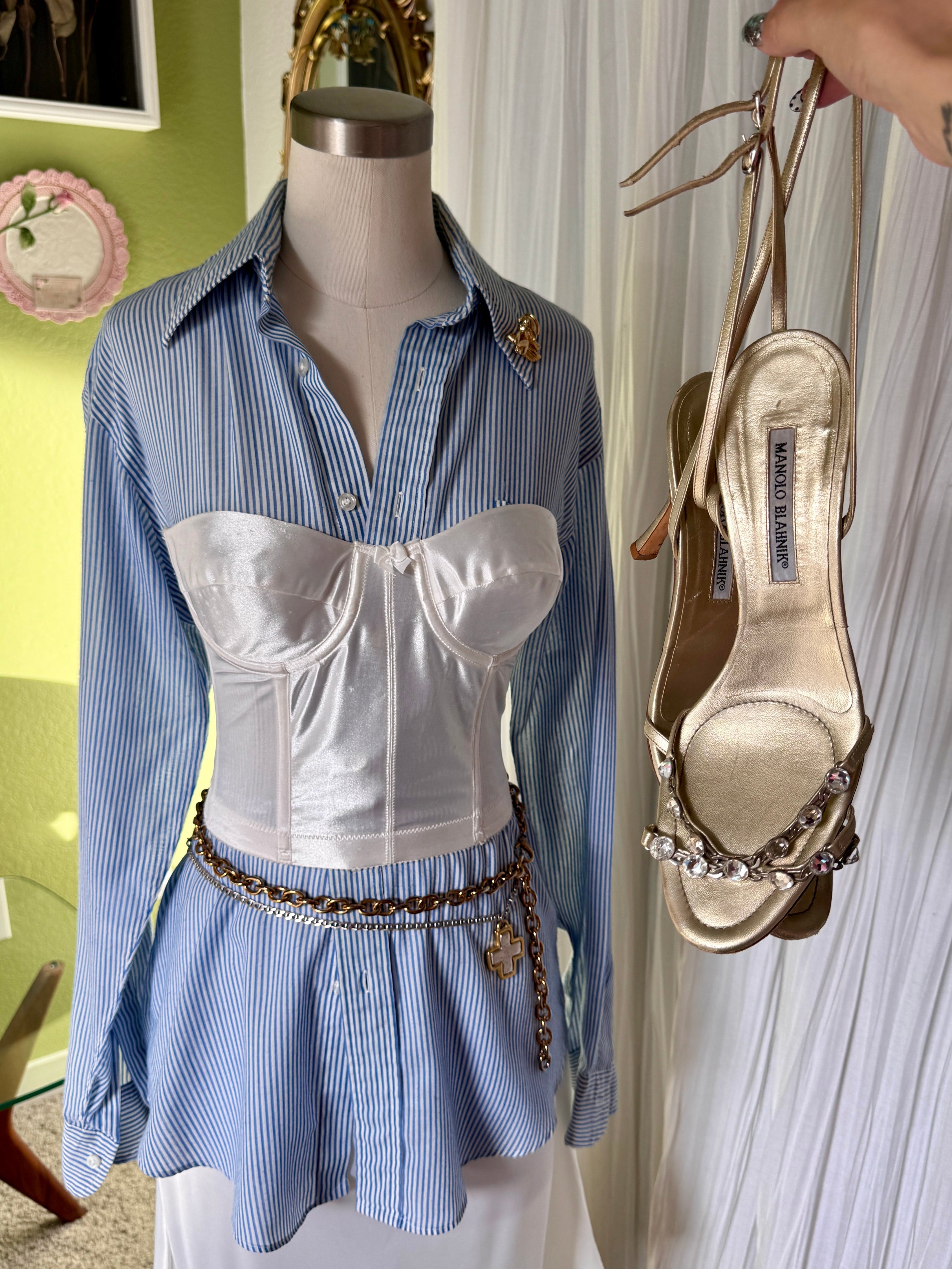 90s White Satin Bustier