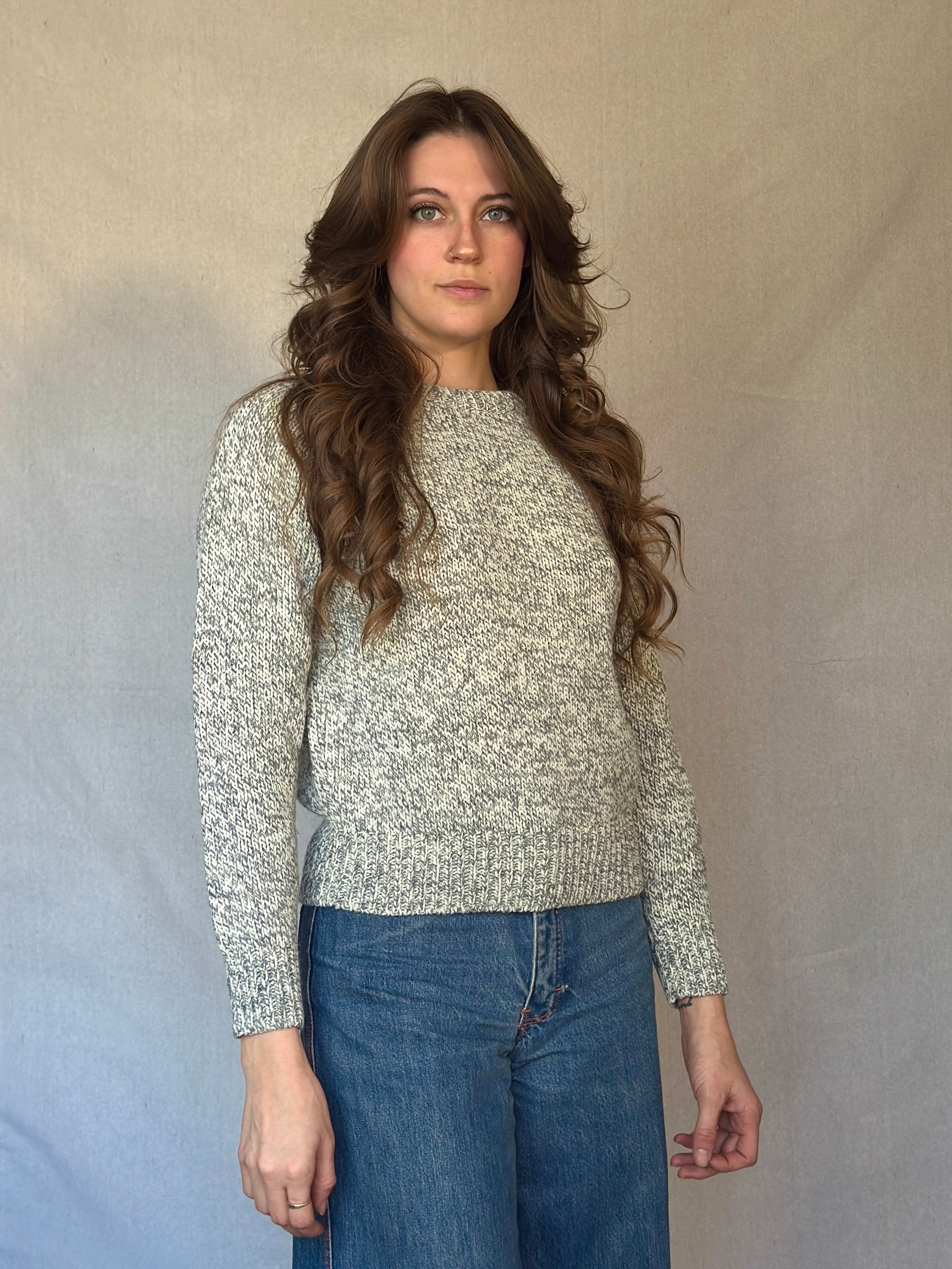 70s Heather Grey Knit Sweater