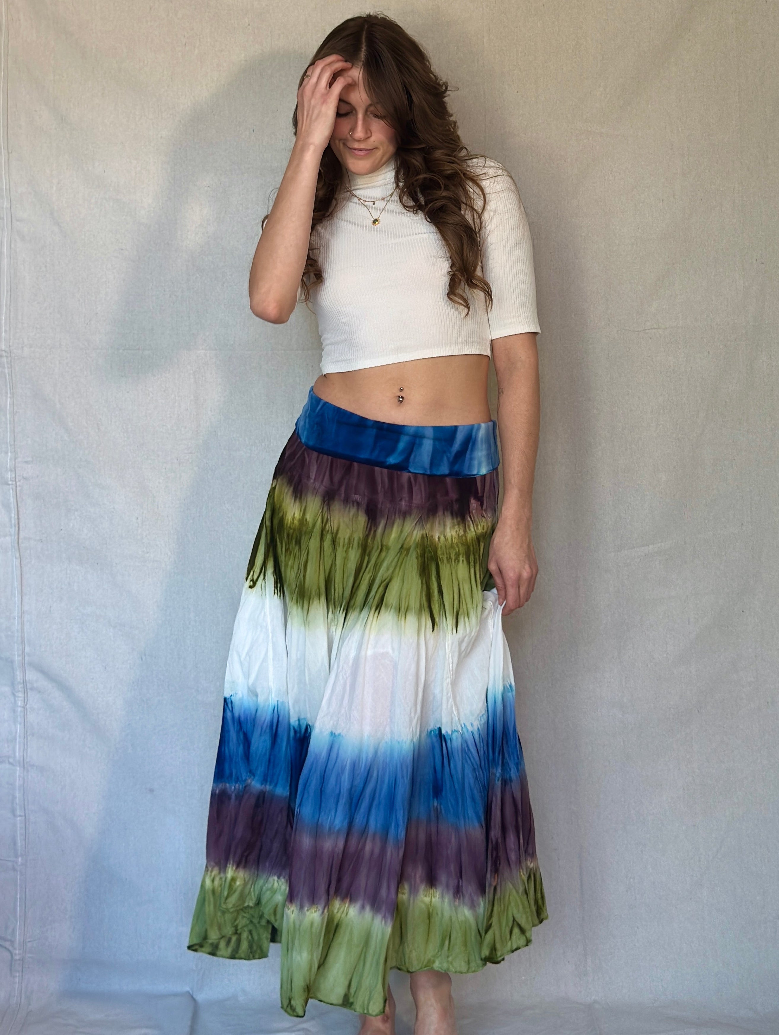 Vintage Flowy Tie Dye Midi Skirt