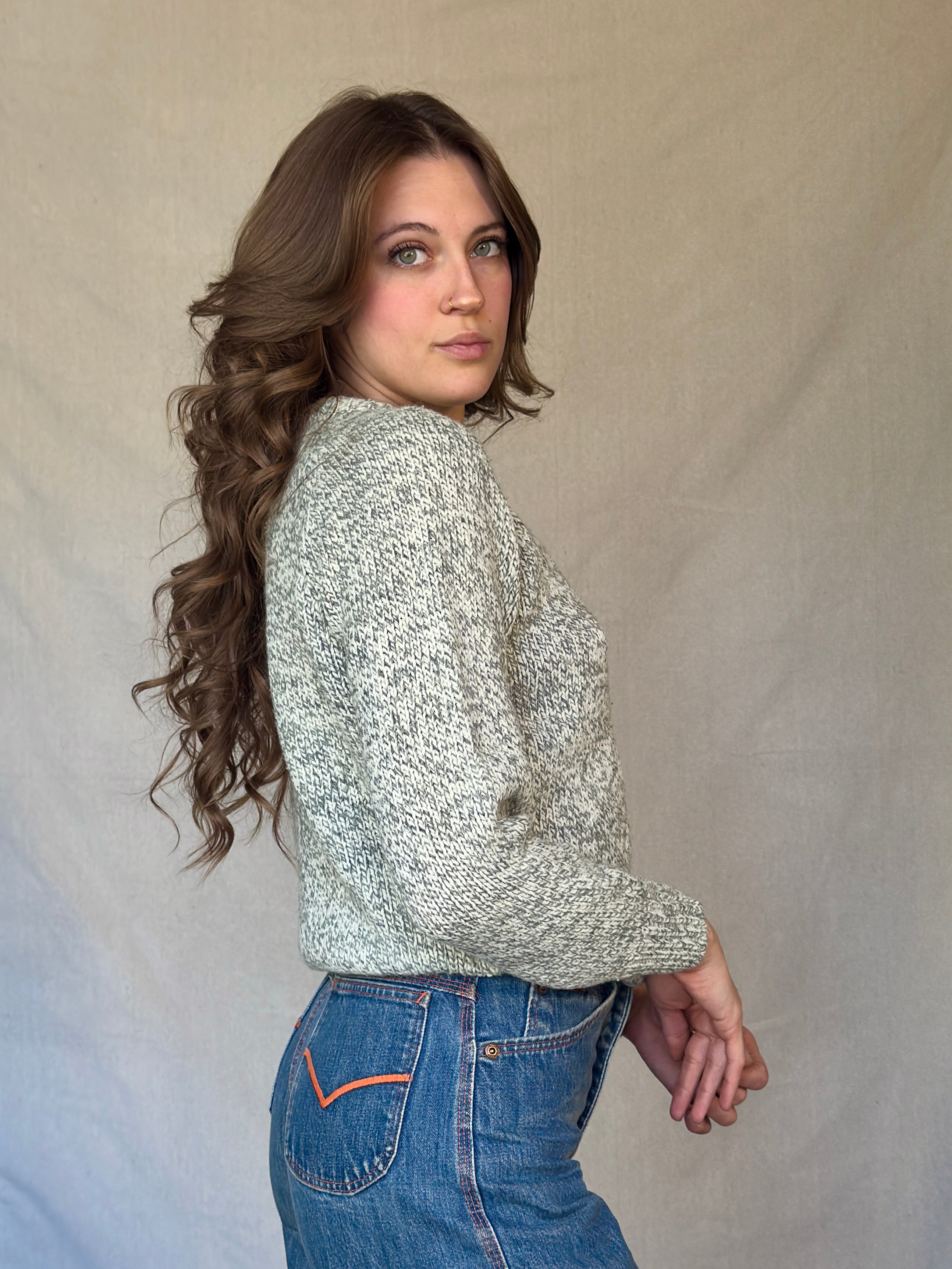 70s Heather Grey Knit Sweater