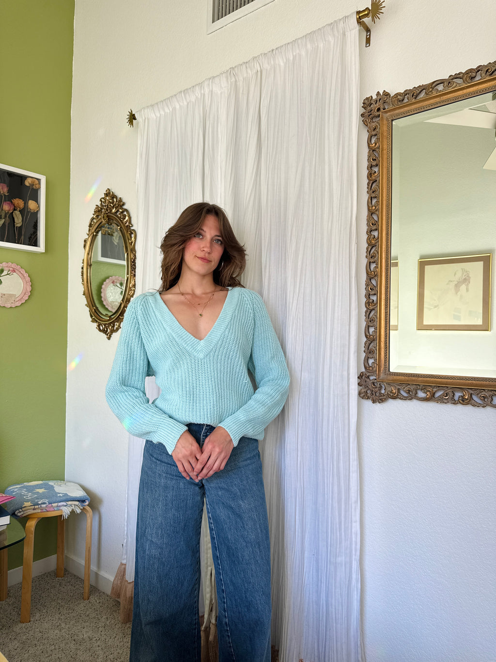 80s Cotton Candy Blue Knit Sweater