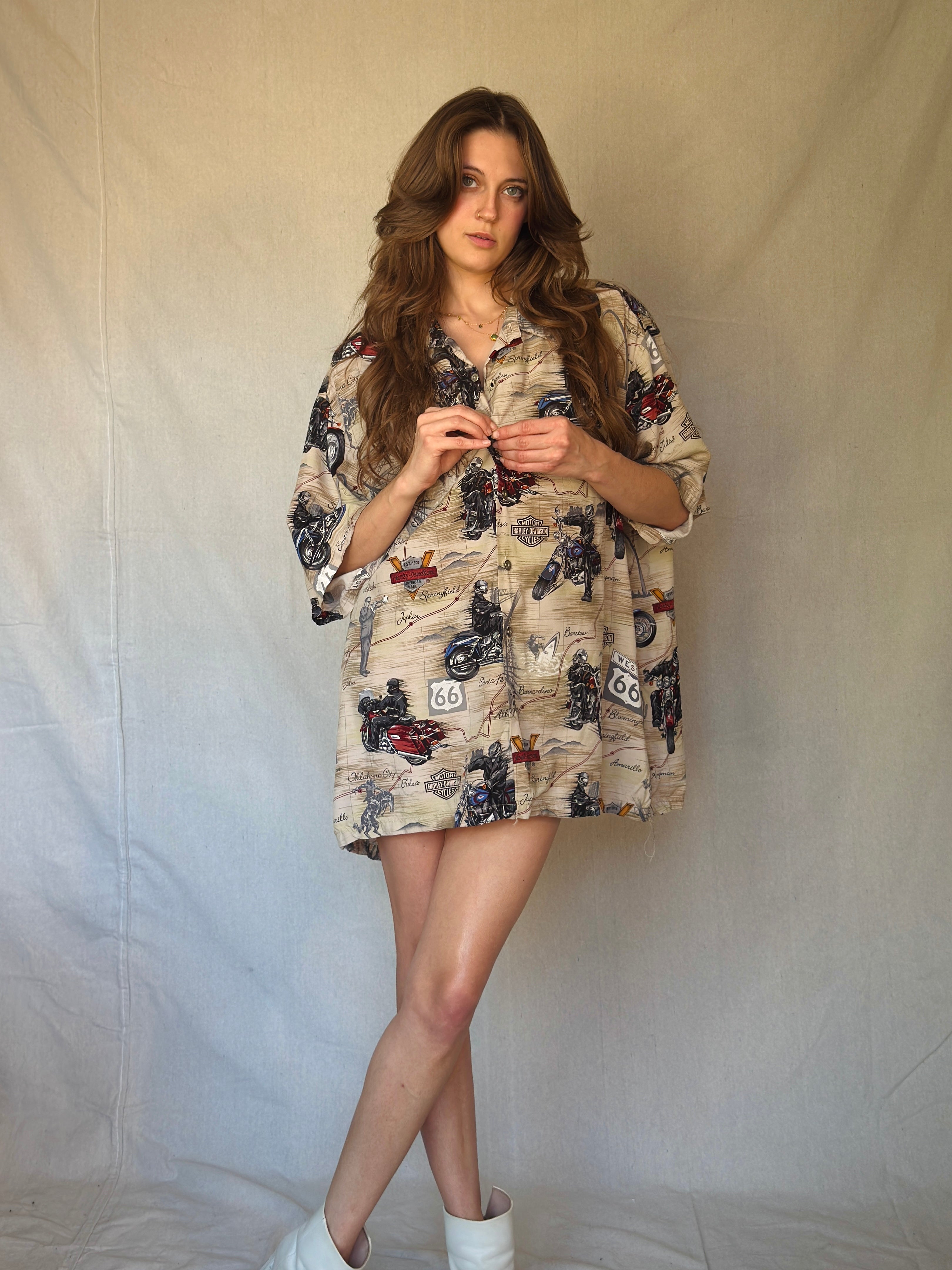 90s Harley Road Trip Landmark Button Up Shirt