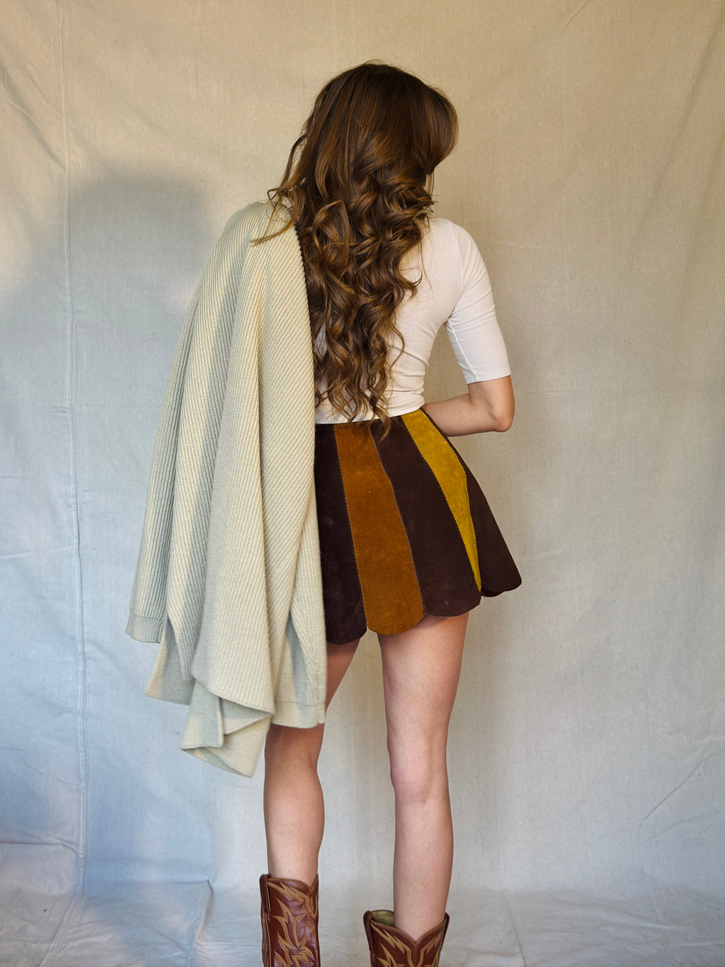 Y2K Light Beige Preppy Ribbed Cardigan Sweater