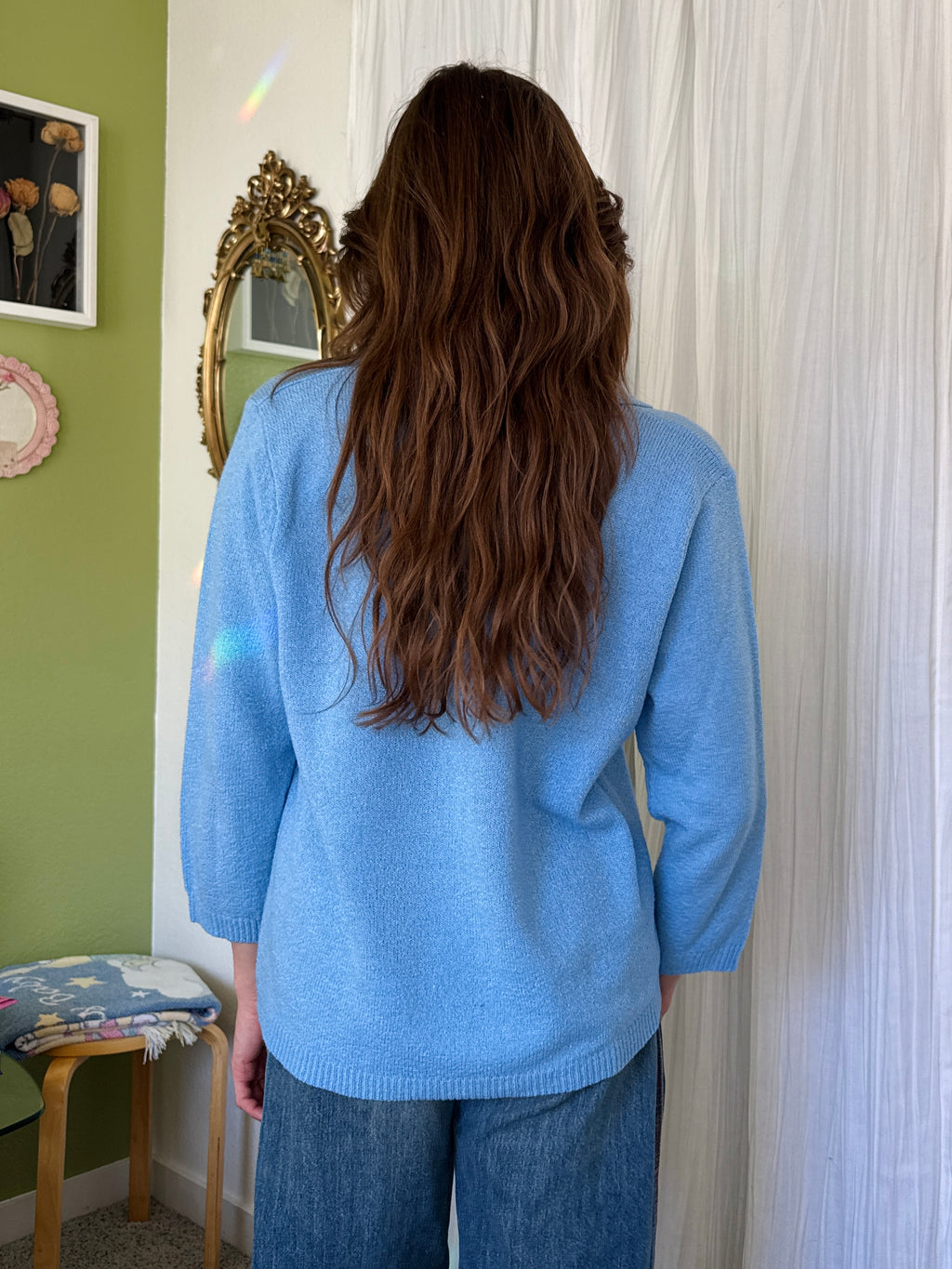90s Robins Egg Blue Collared Sweater