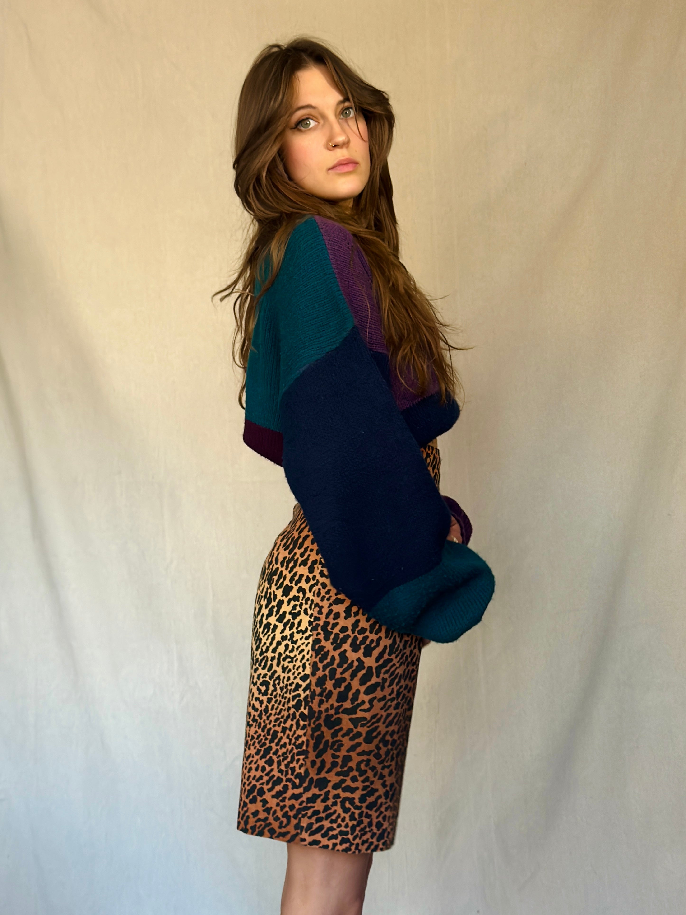 80s High Waisted Cheetah Skirt