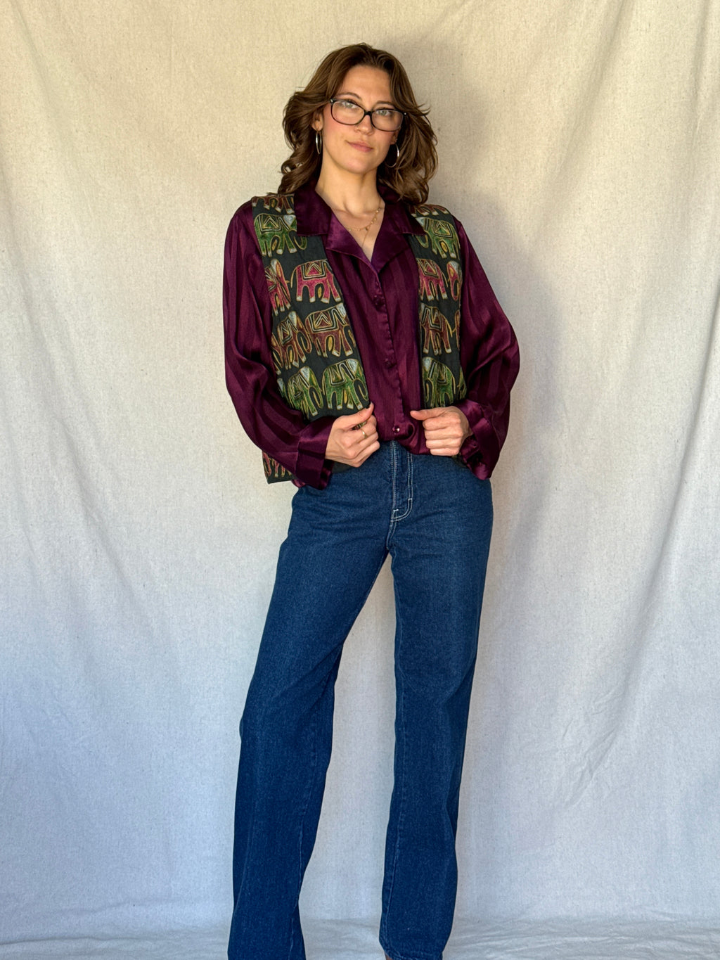 70s Indian Cotton Elephant Embroidered Vest