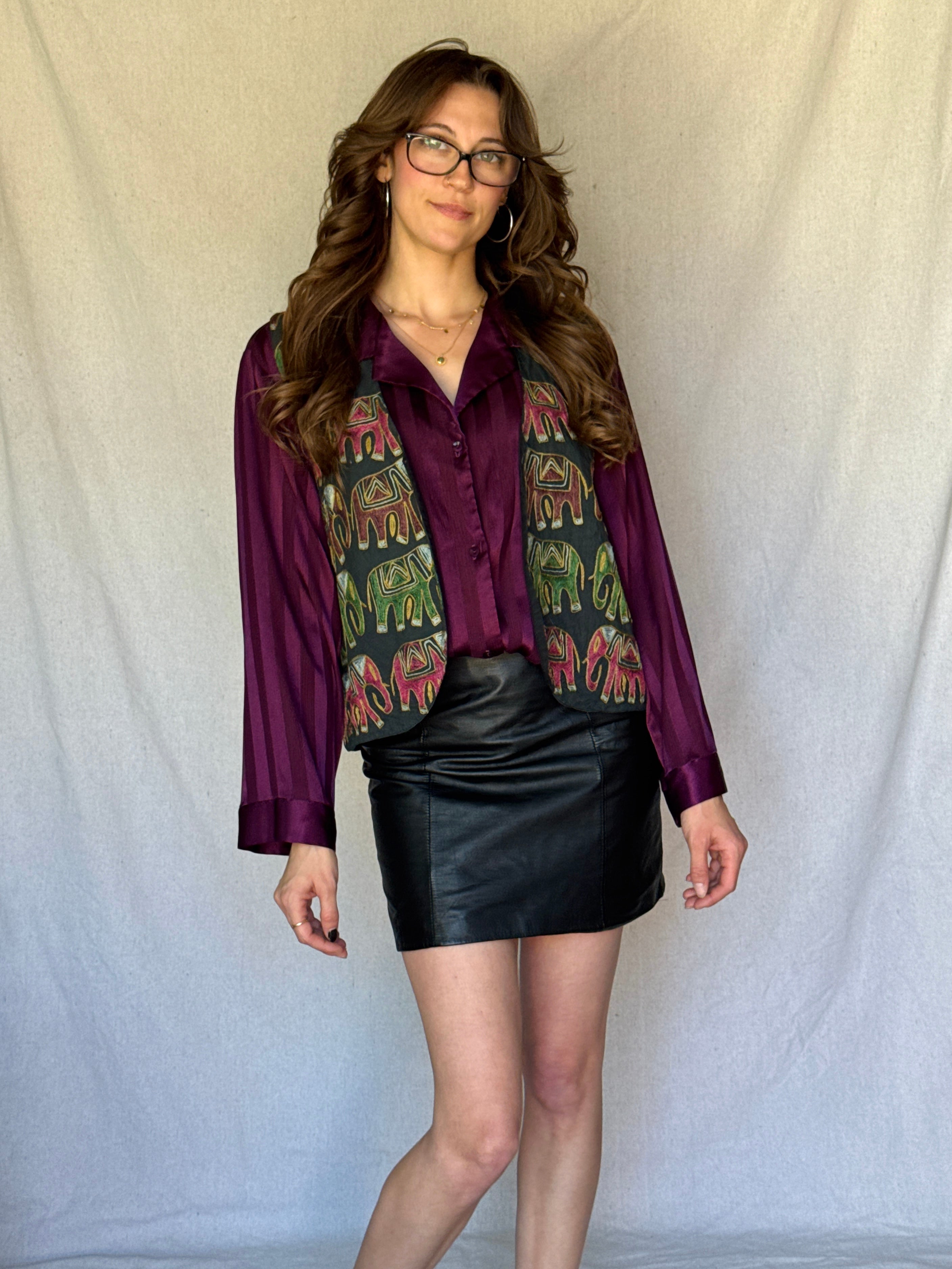 70s Indian Cotton Elephant Embroidered Vest