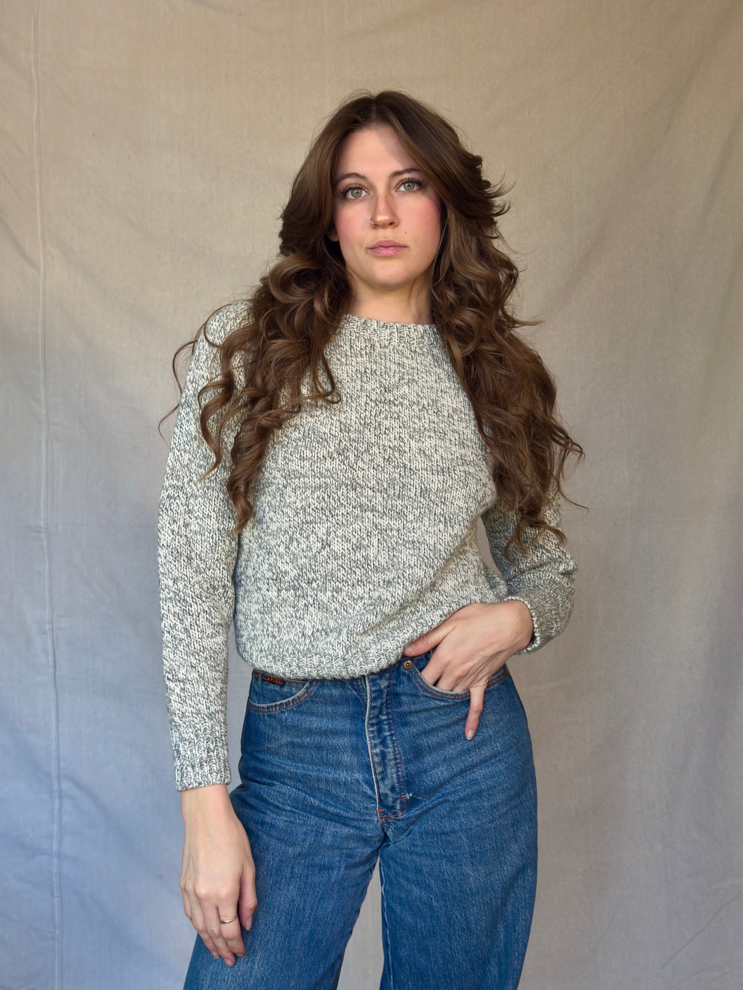 70s Heather Grey Knit Sweater