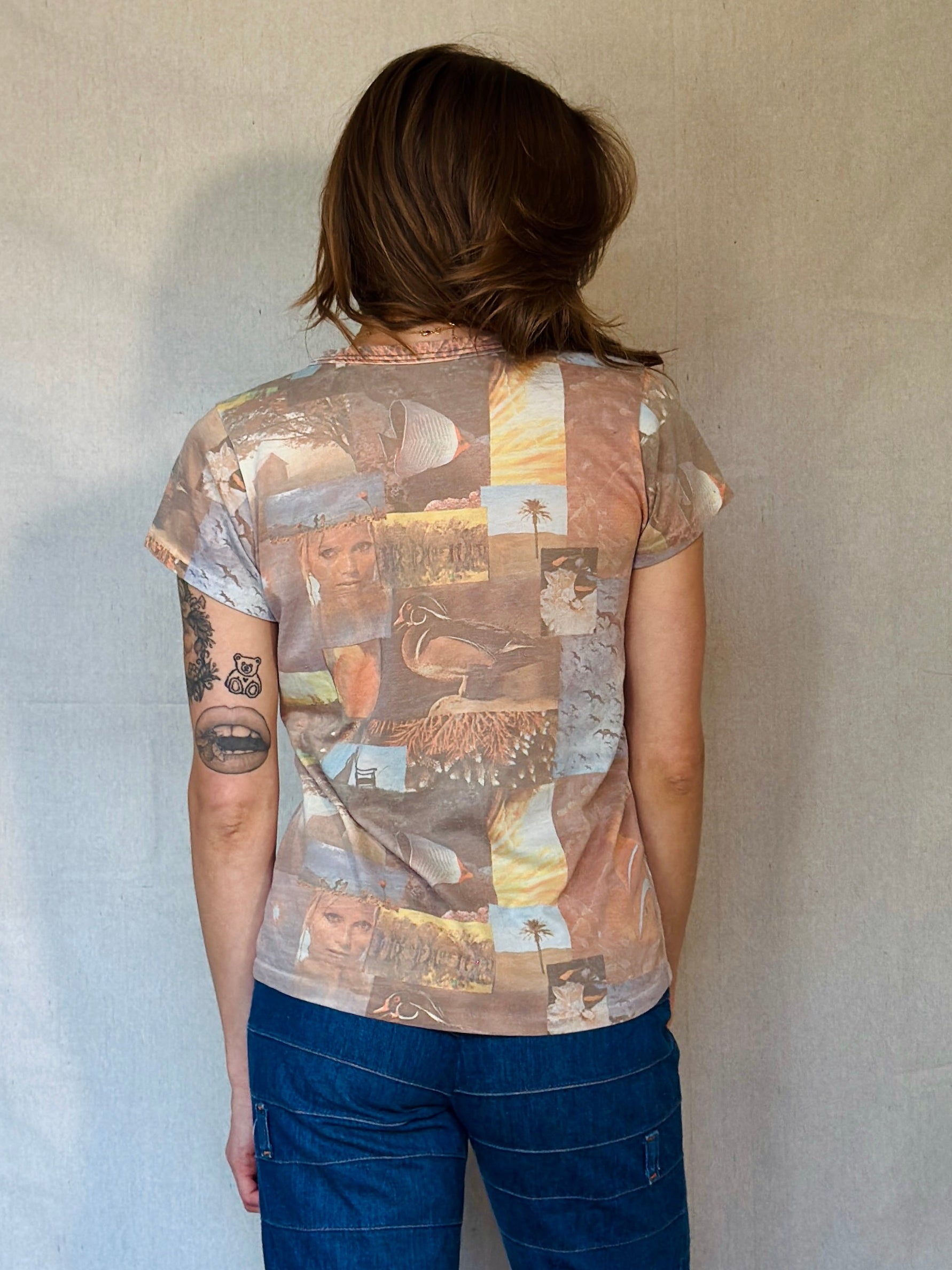 70s Faded Screenprint Collage Graphic Tee