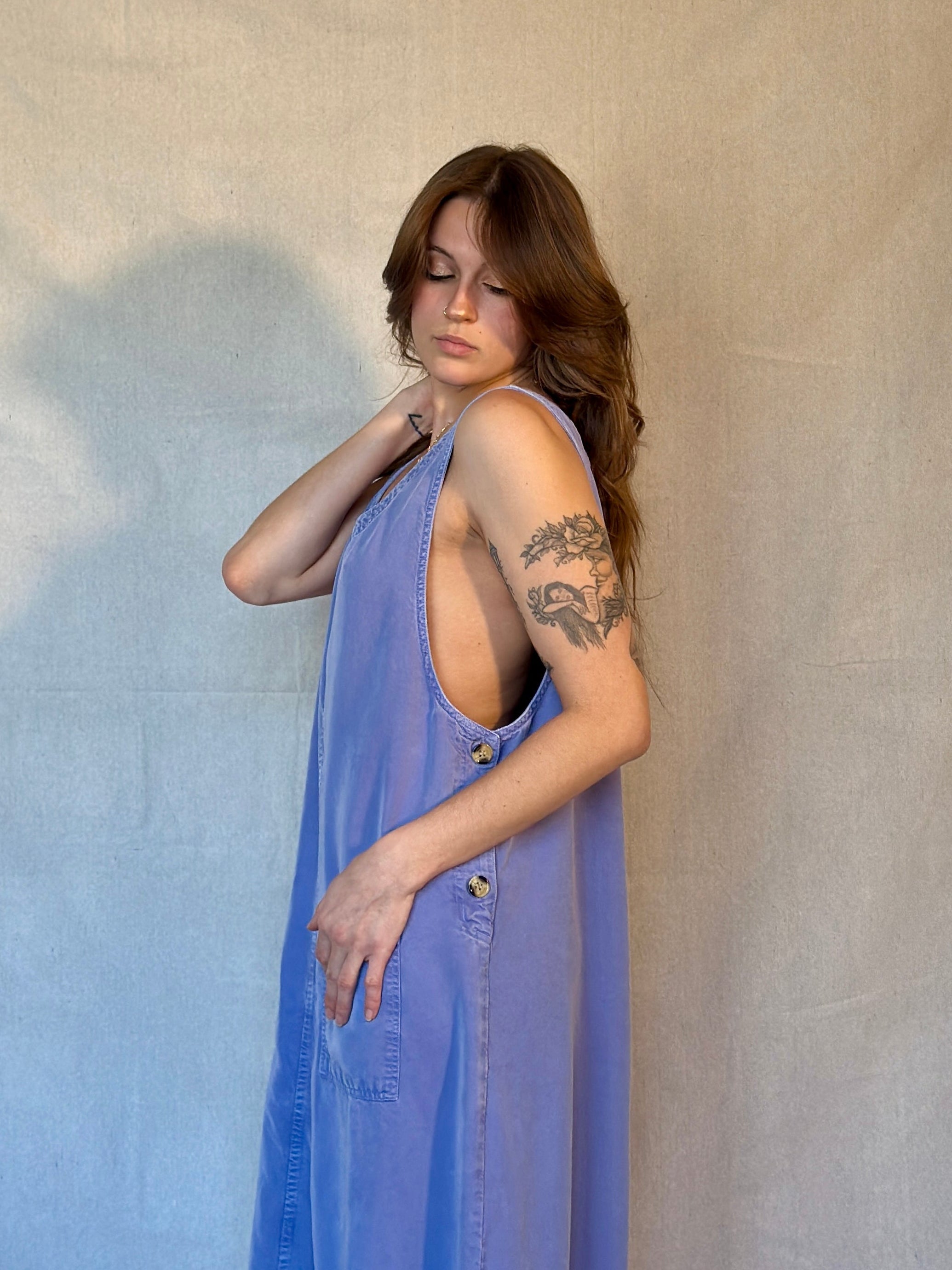 90s Faded Periwinkle Jumper Dress