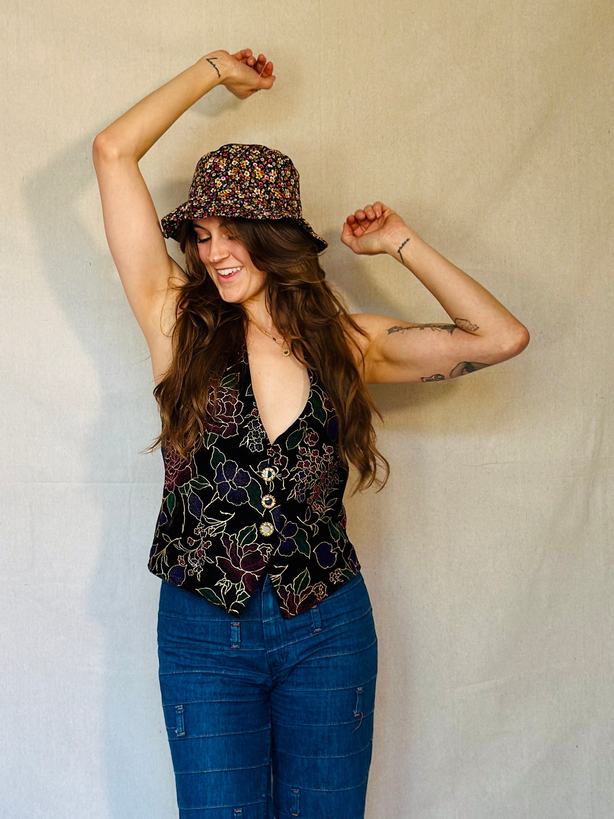 Corduroy Micro Floral Bucket Hat (Modern)