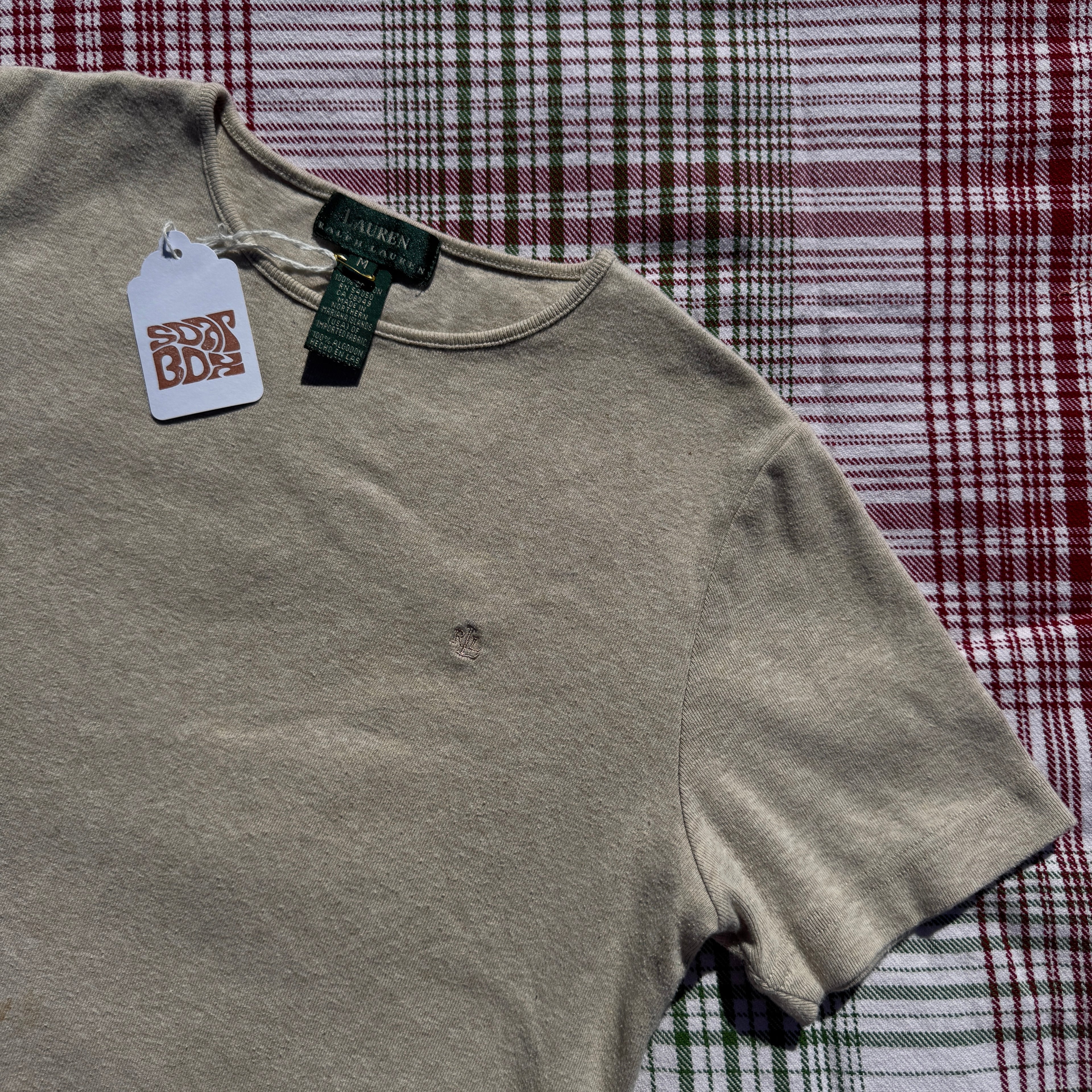 90s Light Brown Ralph Lauren Cotton Baby Tee