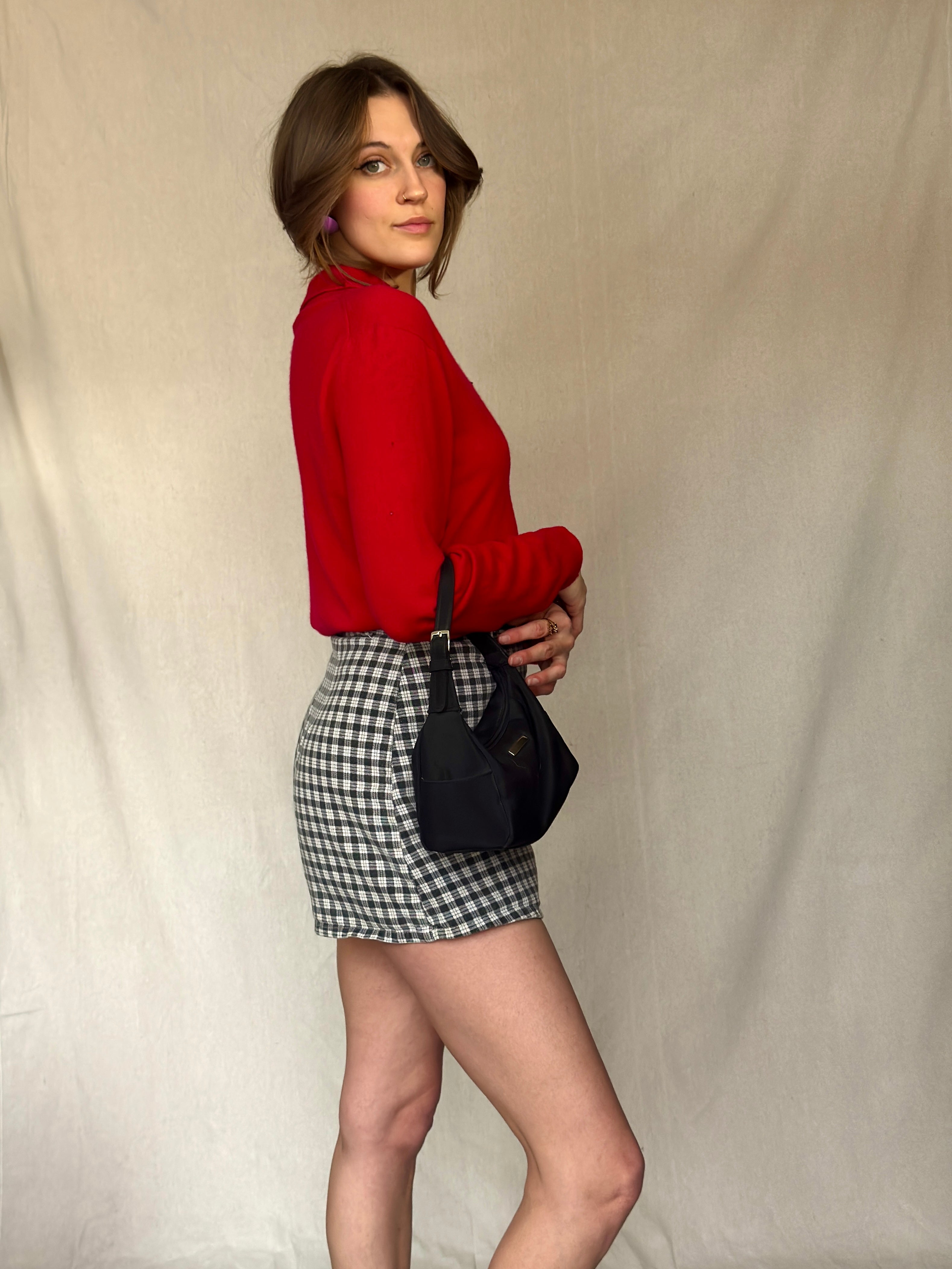 60s Red Cashmere Collared Sweater