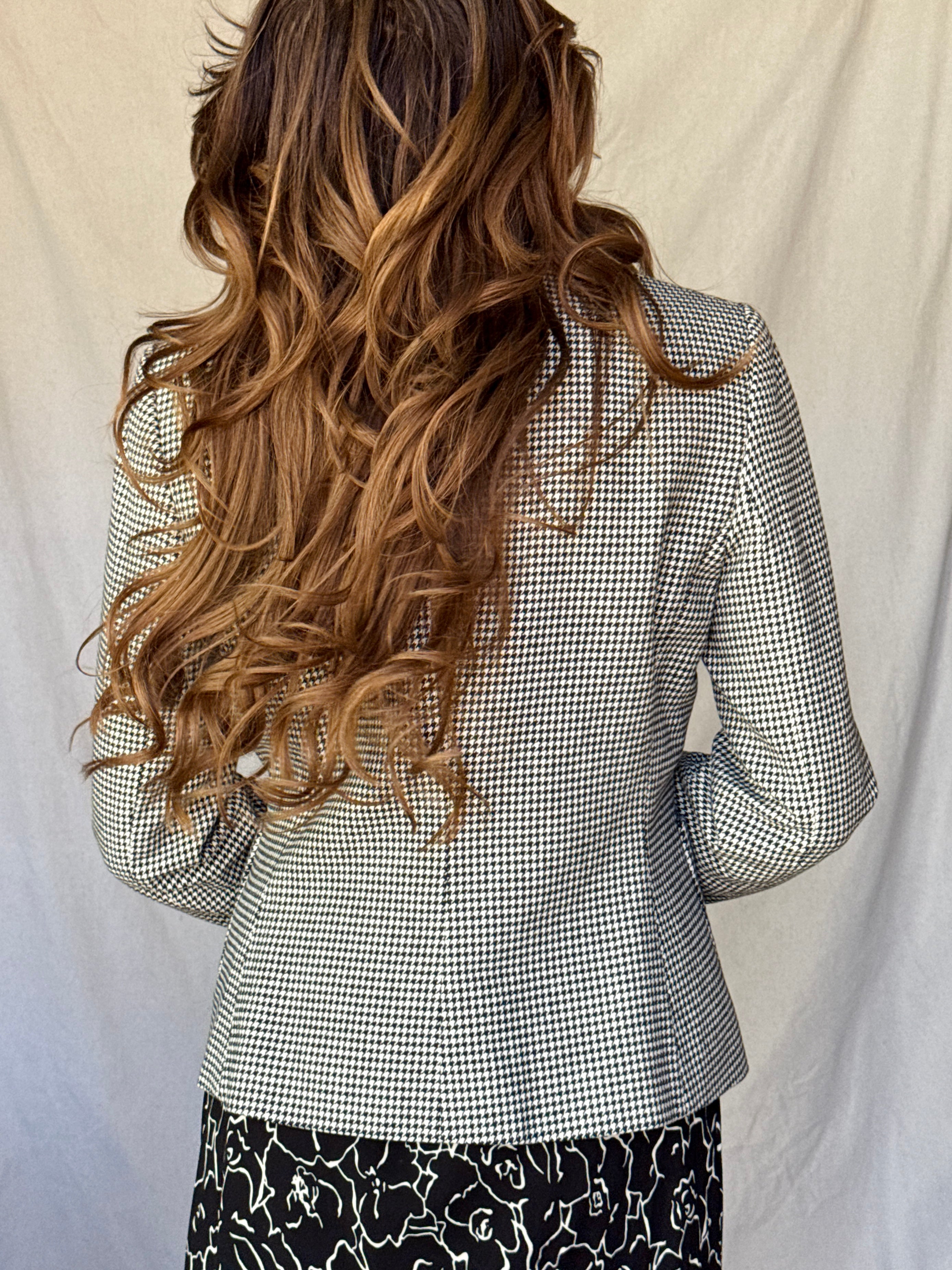 Black & White Houndstooth Cotton Blazer (Modern)