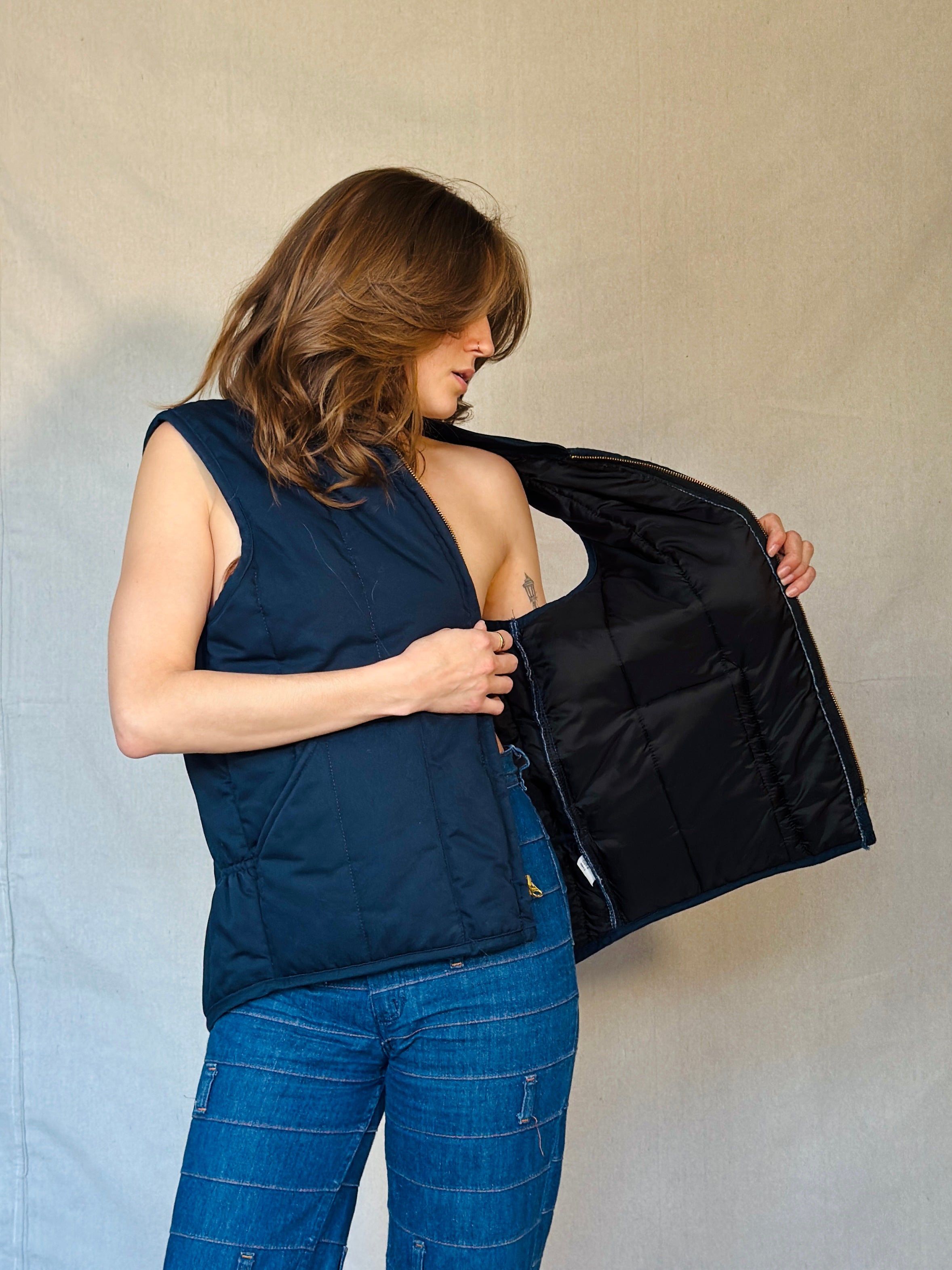 Navy Quilted Workwear Vest (Modern)