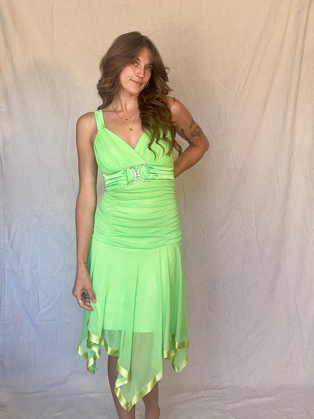 90s/Y2K Green Whimsical Tinkerbell Taboo Fairy Dress