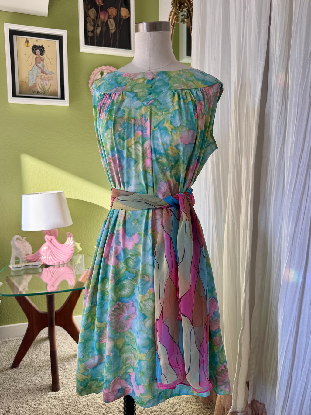 Abstract Spring Print Sheer Scarf (Modern)