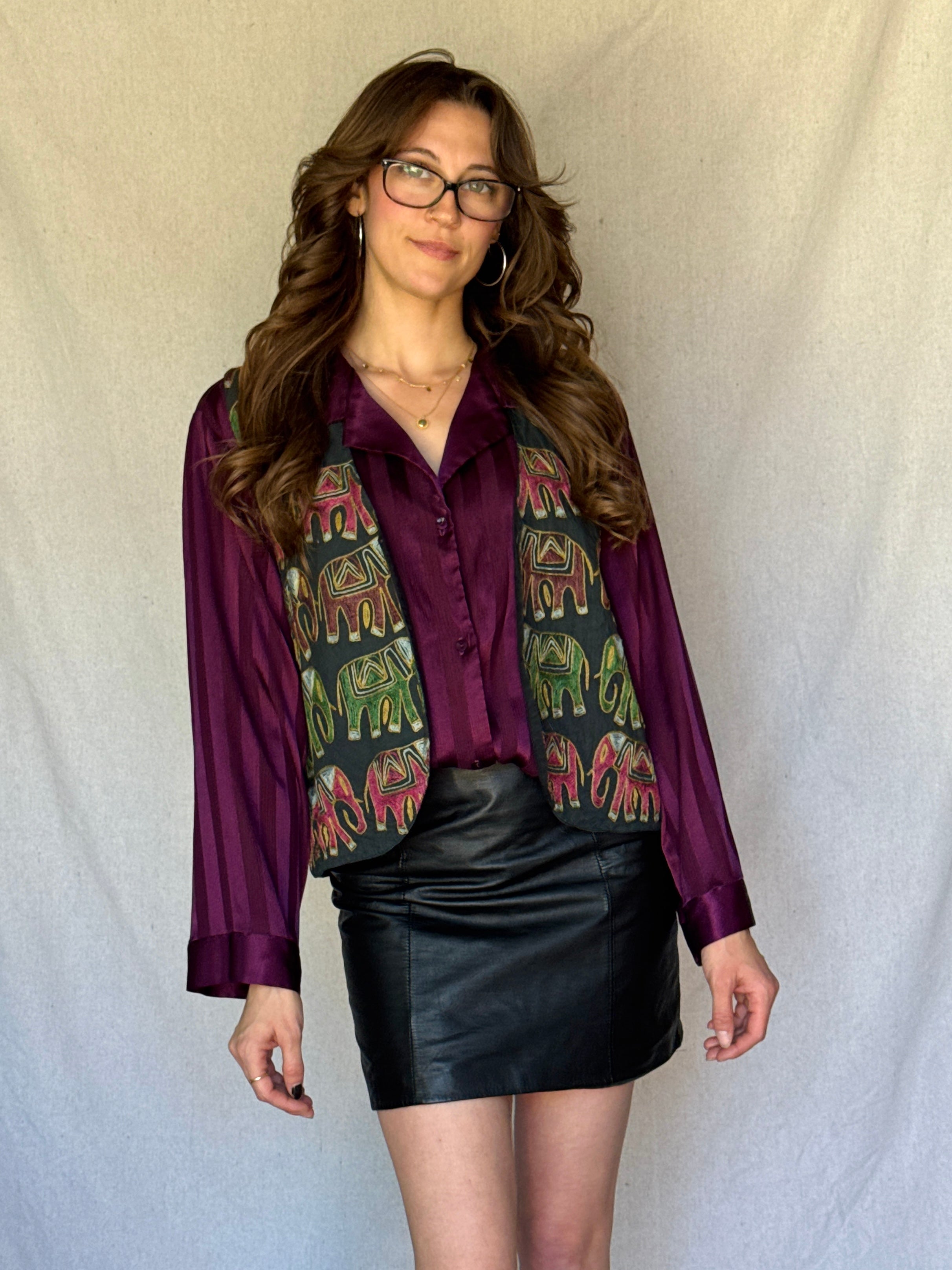 70s Indian Cotton Elephant Embroidered Vest