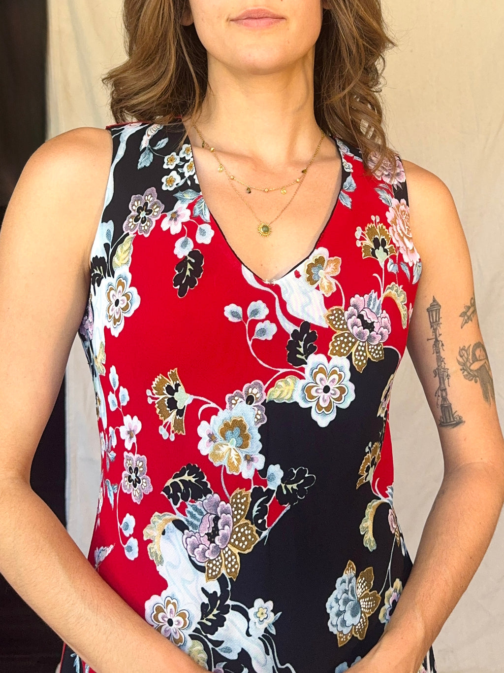90s Black & Red Floral Butterfly Whimsigoth Chiffon Mini Dress