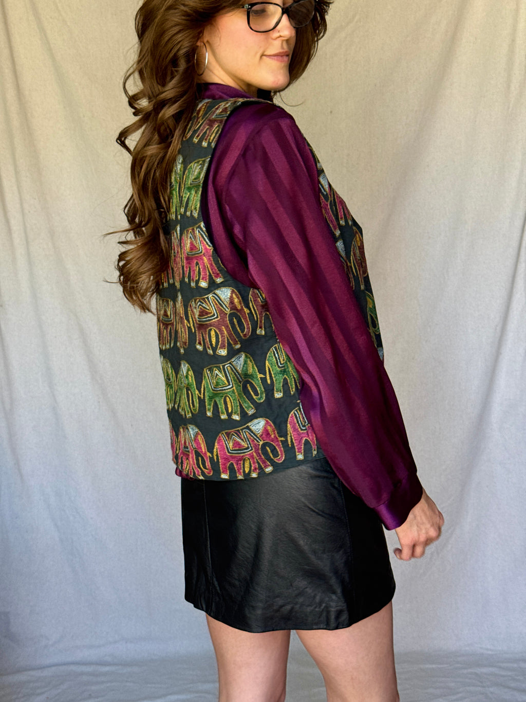 70s Indian Cotton Elephant Embroidered Vest