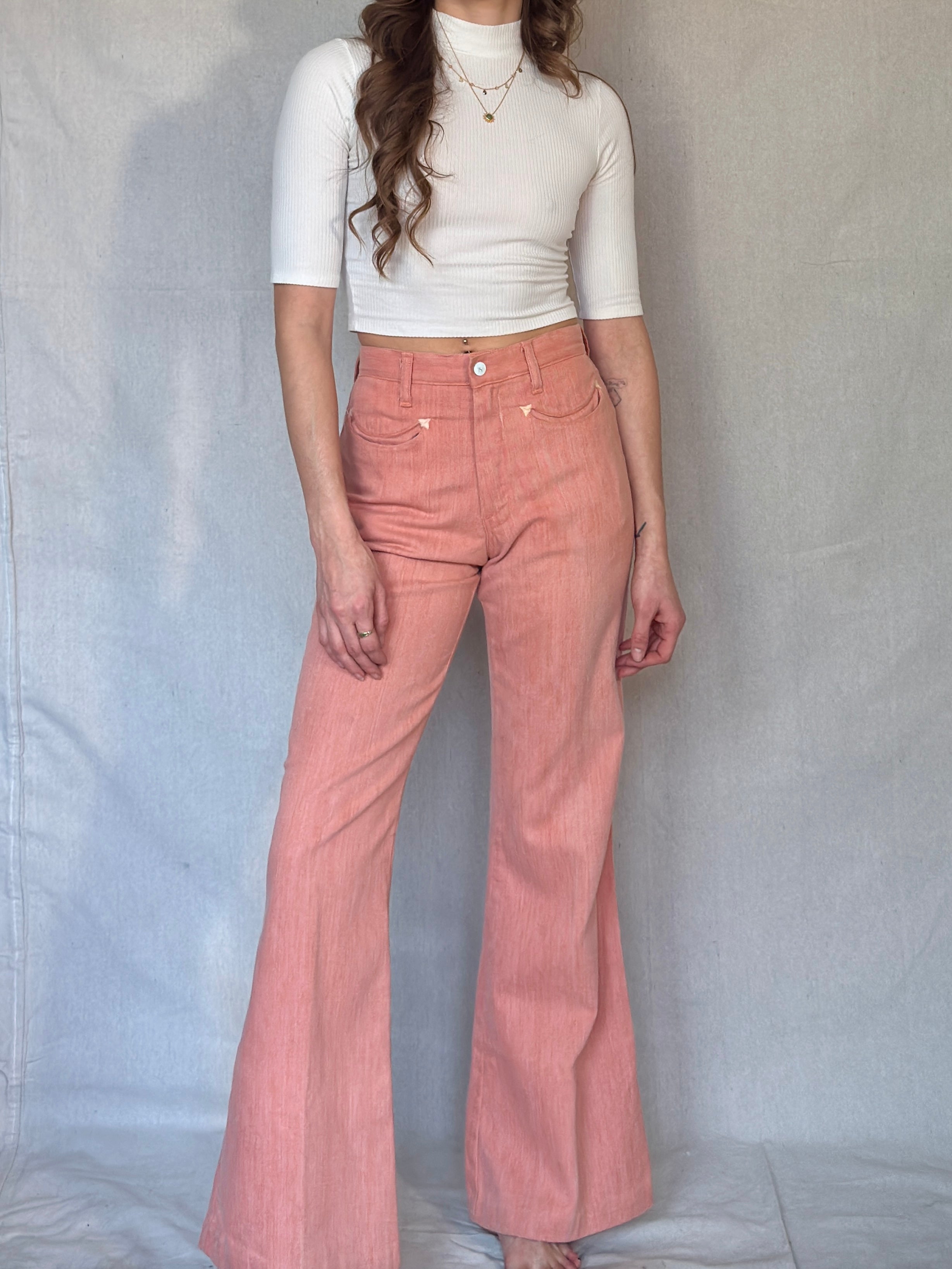 70s Peachy Bareback Bell Bottoms