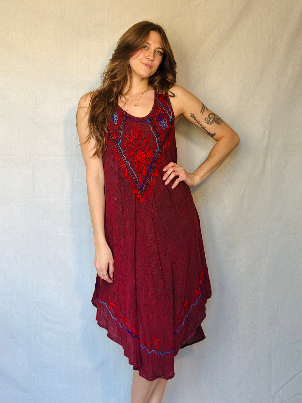 Vintage Red Embroidered Fairy Dress