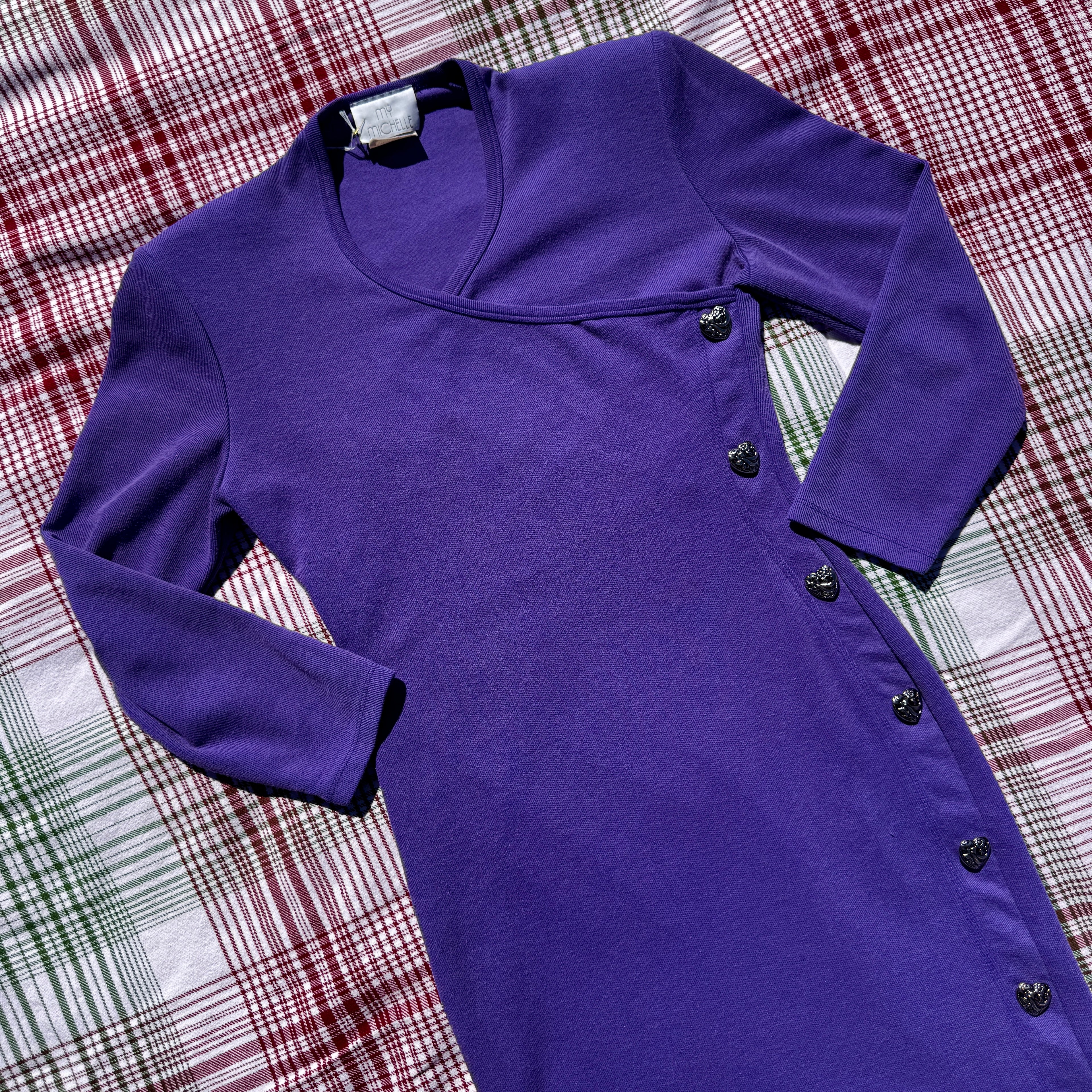 80s Purple Bodycon Heart Breaker Dress
