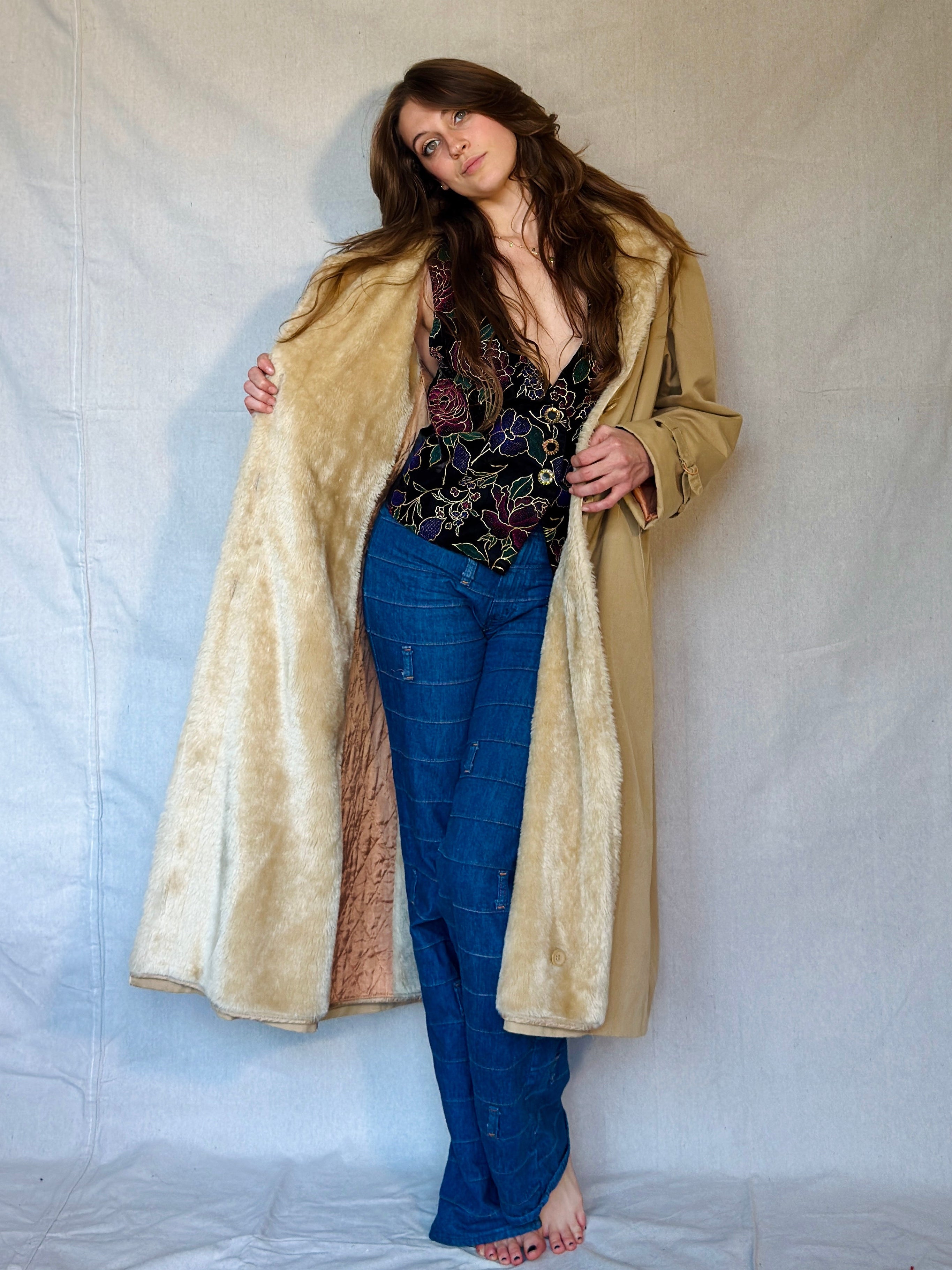 80s Black Velvet Floral Tux Vest