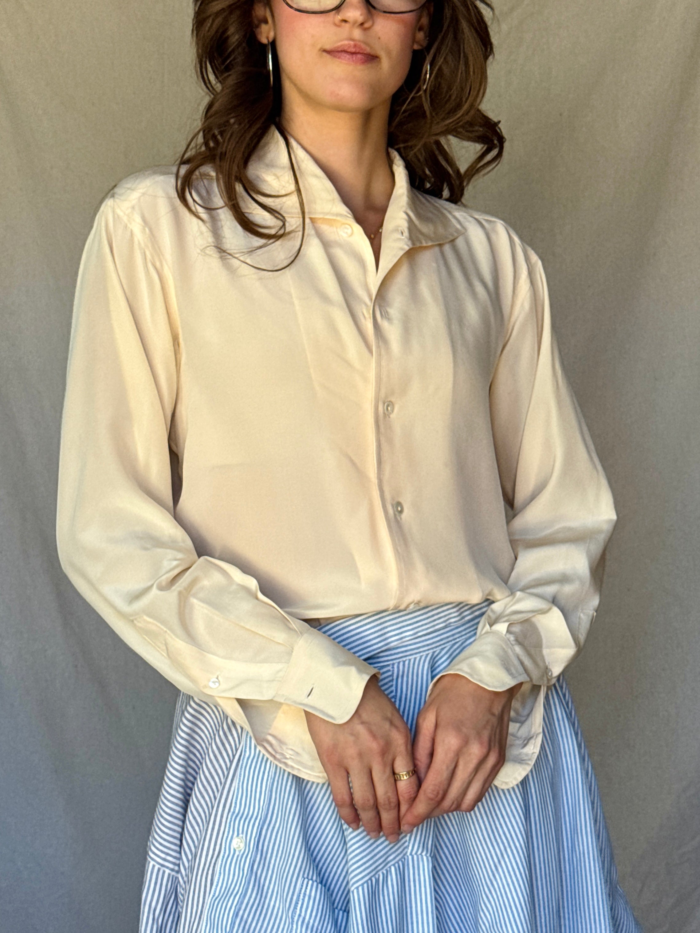90s Ralph Lauren Cream Silk Blouse