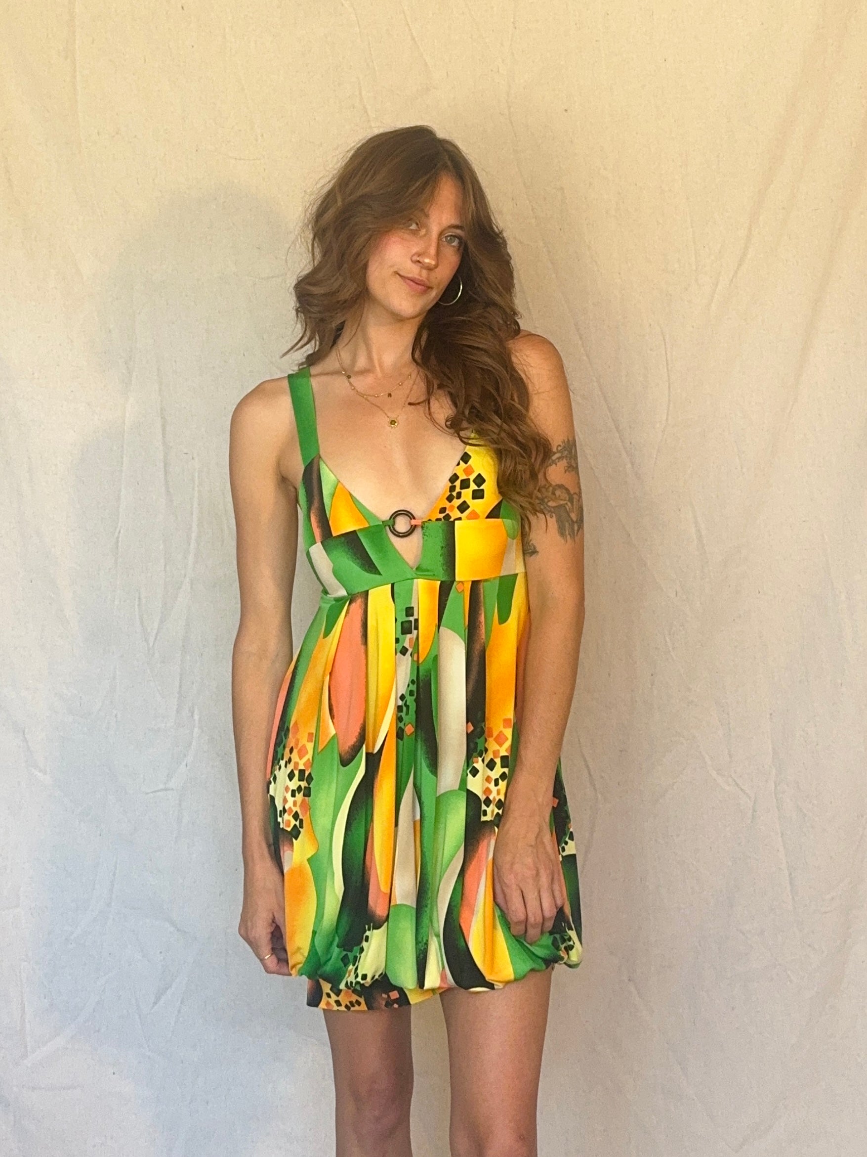 Y2K Green Mini Bubble Club Dress