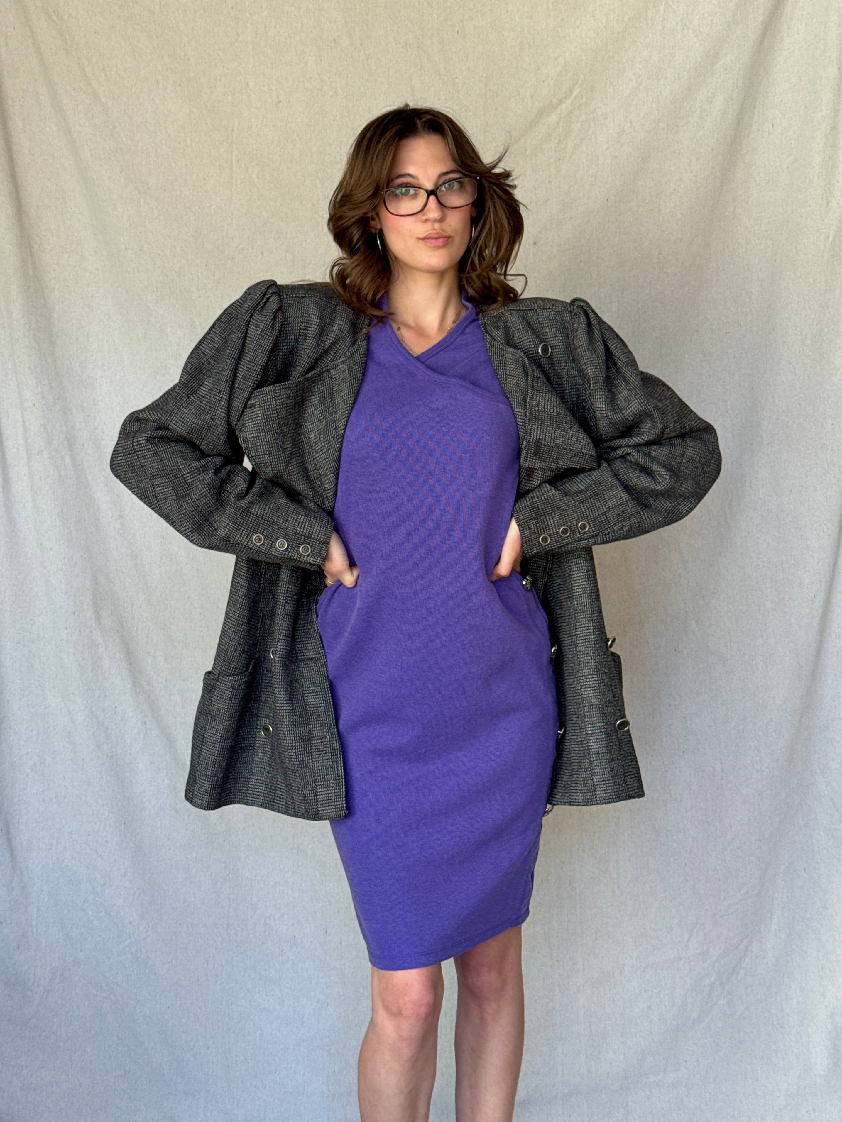 80s Purple Bodycon Heart Breaker Dress