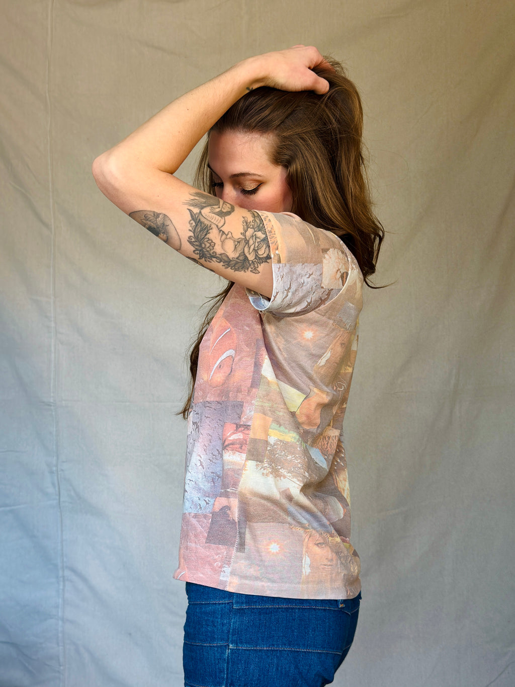 70s Faded Screenprint Collage Graphic Tee