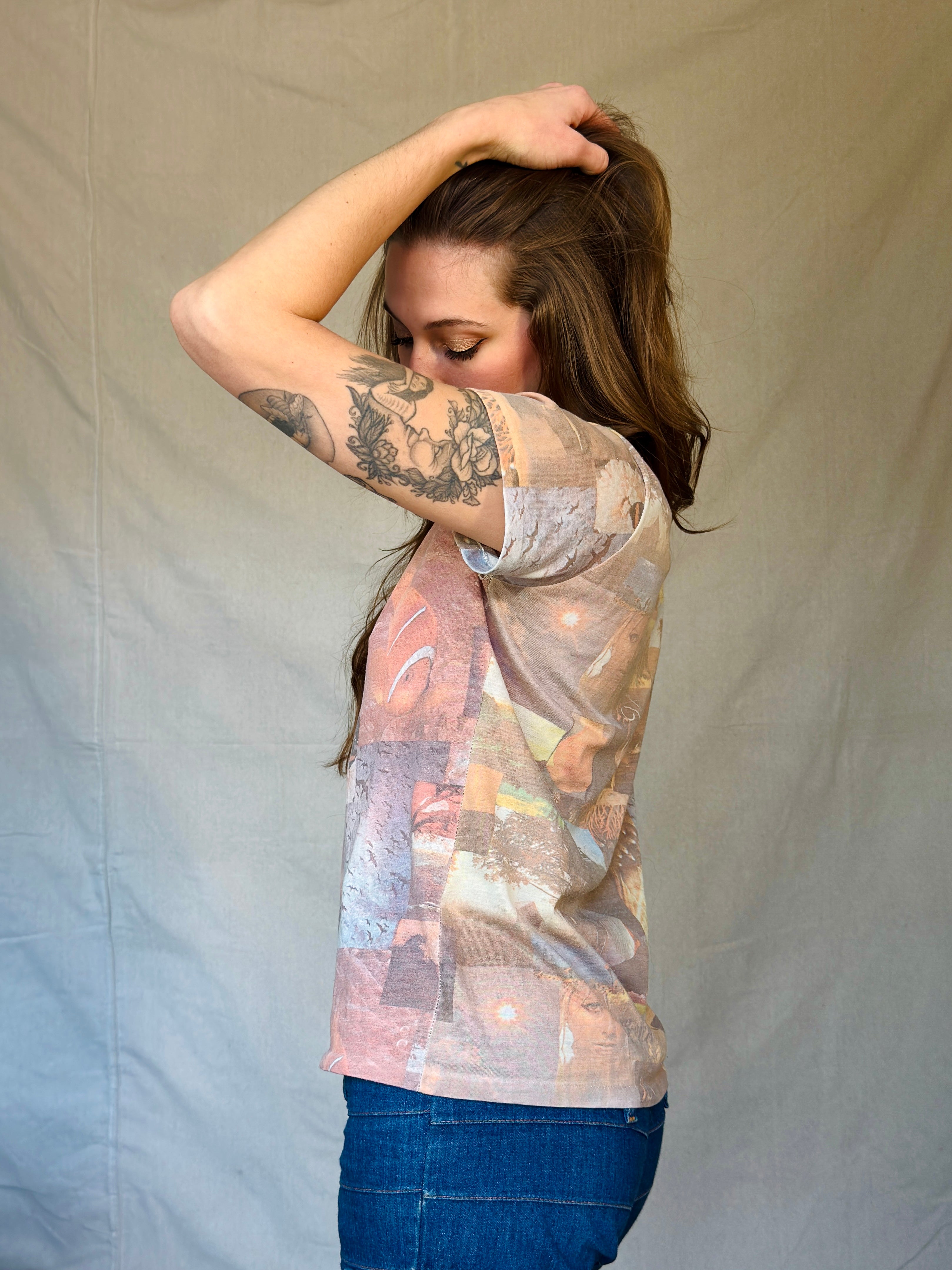 70s Faded Screenprint Collage Graphic Tee