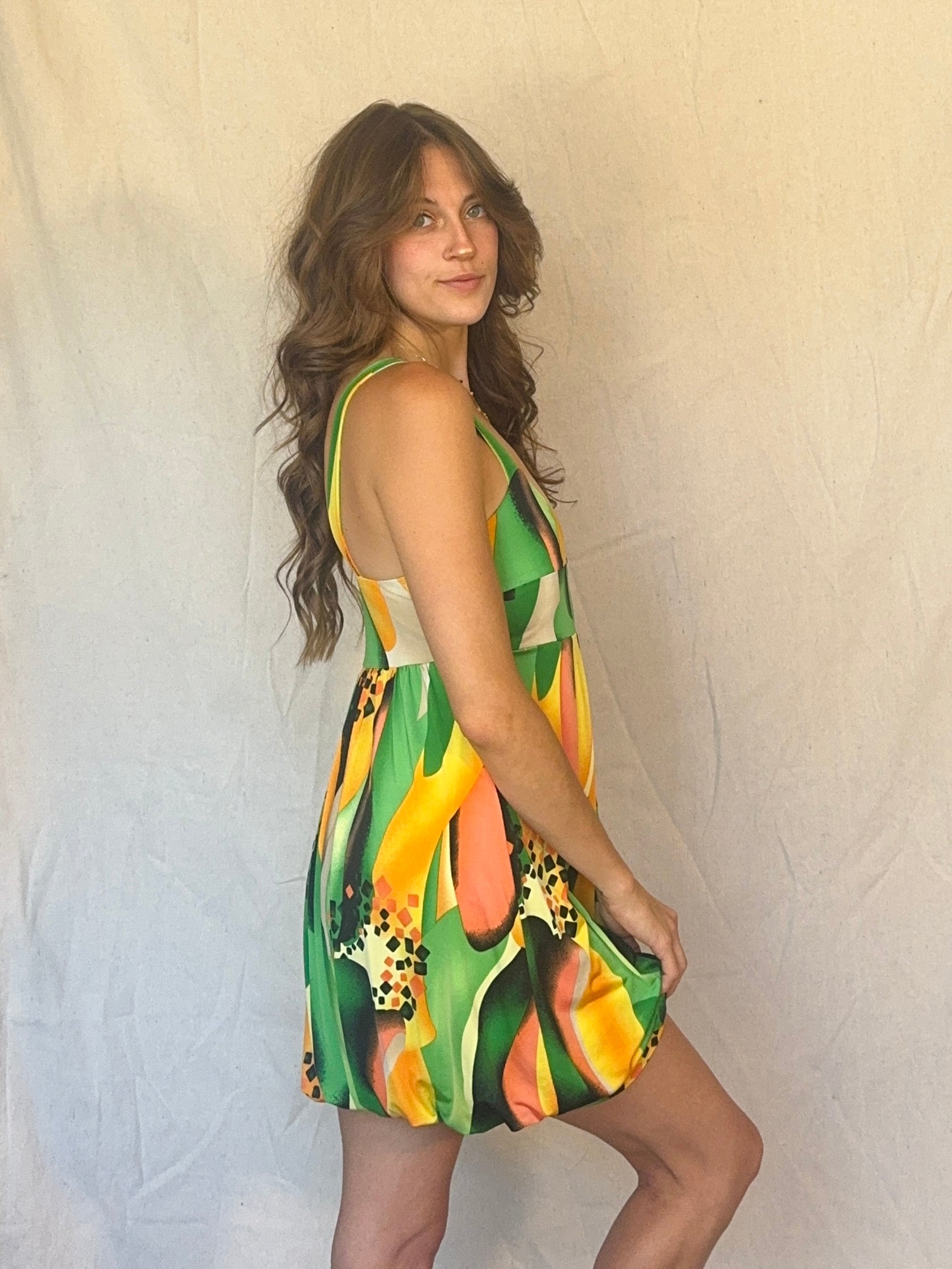 Y2K Green Mini Bubble Club Dress