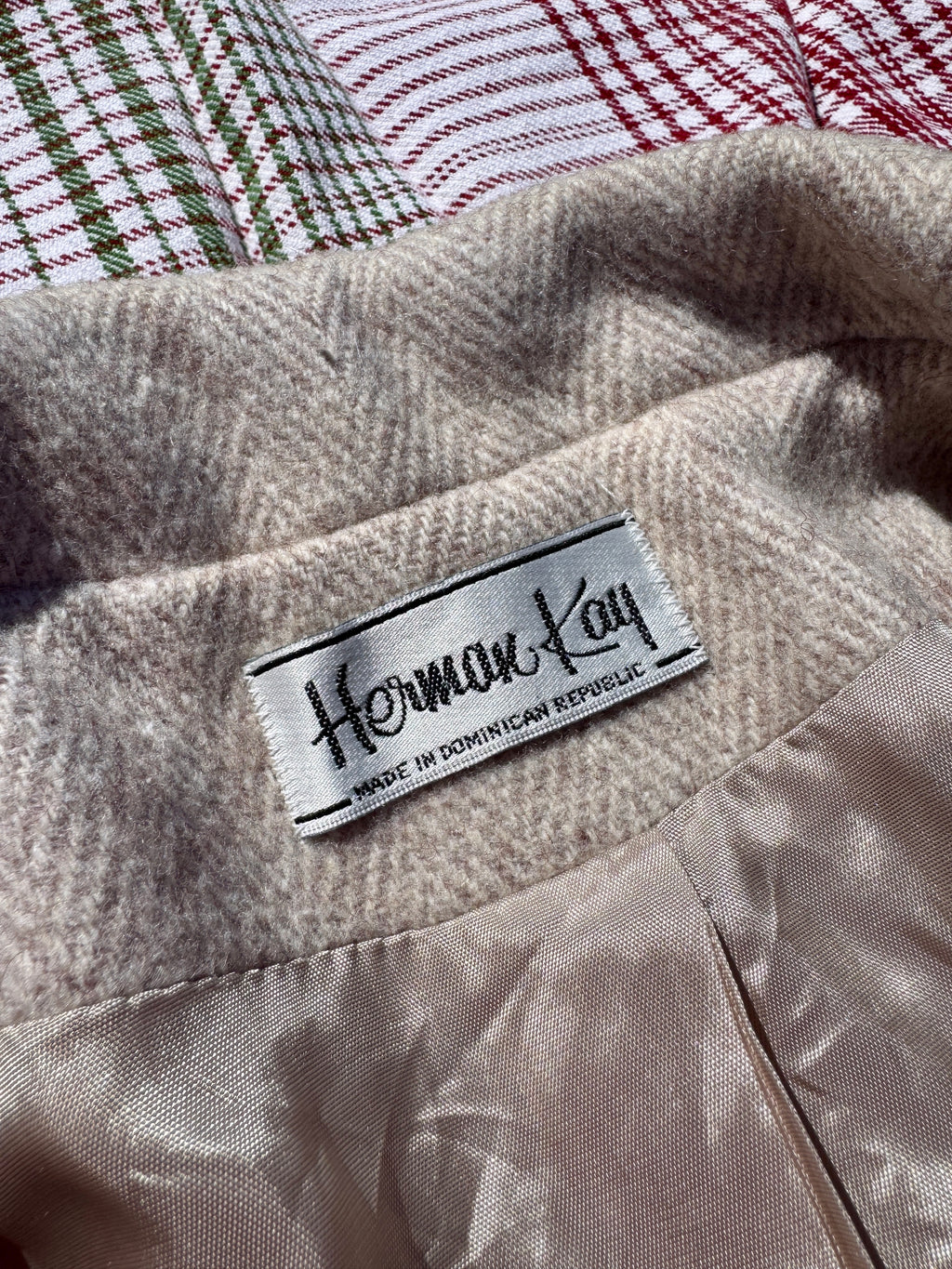 Vintage Sandy Brown Chevron Wool Coat