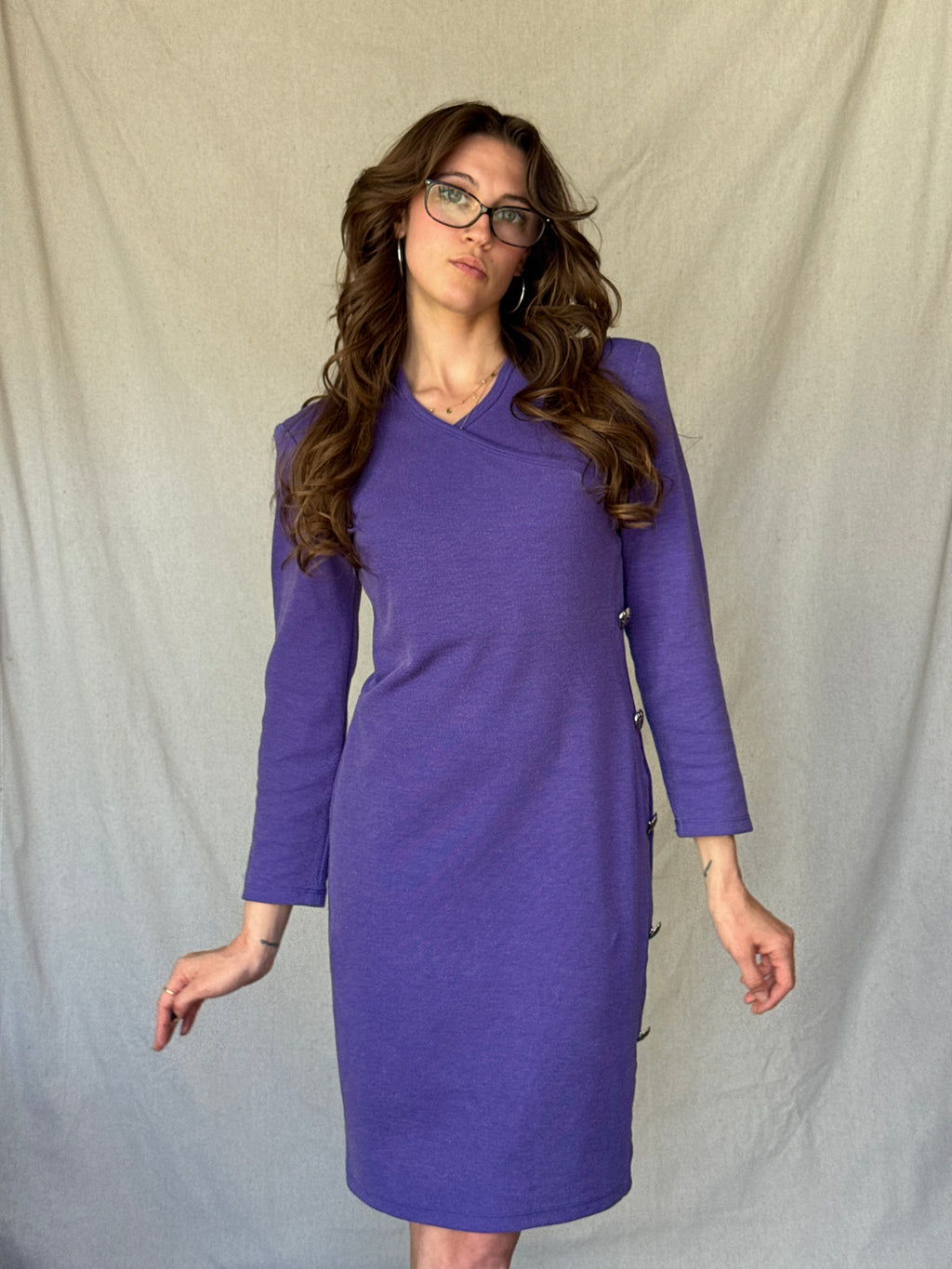 80s Purple Bodycon Heart Breaker Dress