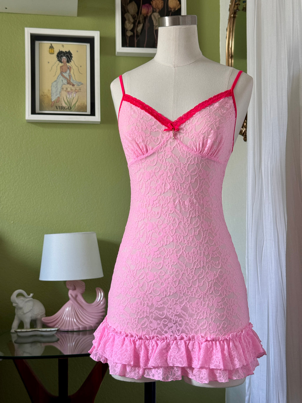 Y2K Victorias Secret Pink Lace Micro Dress